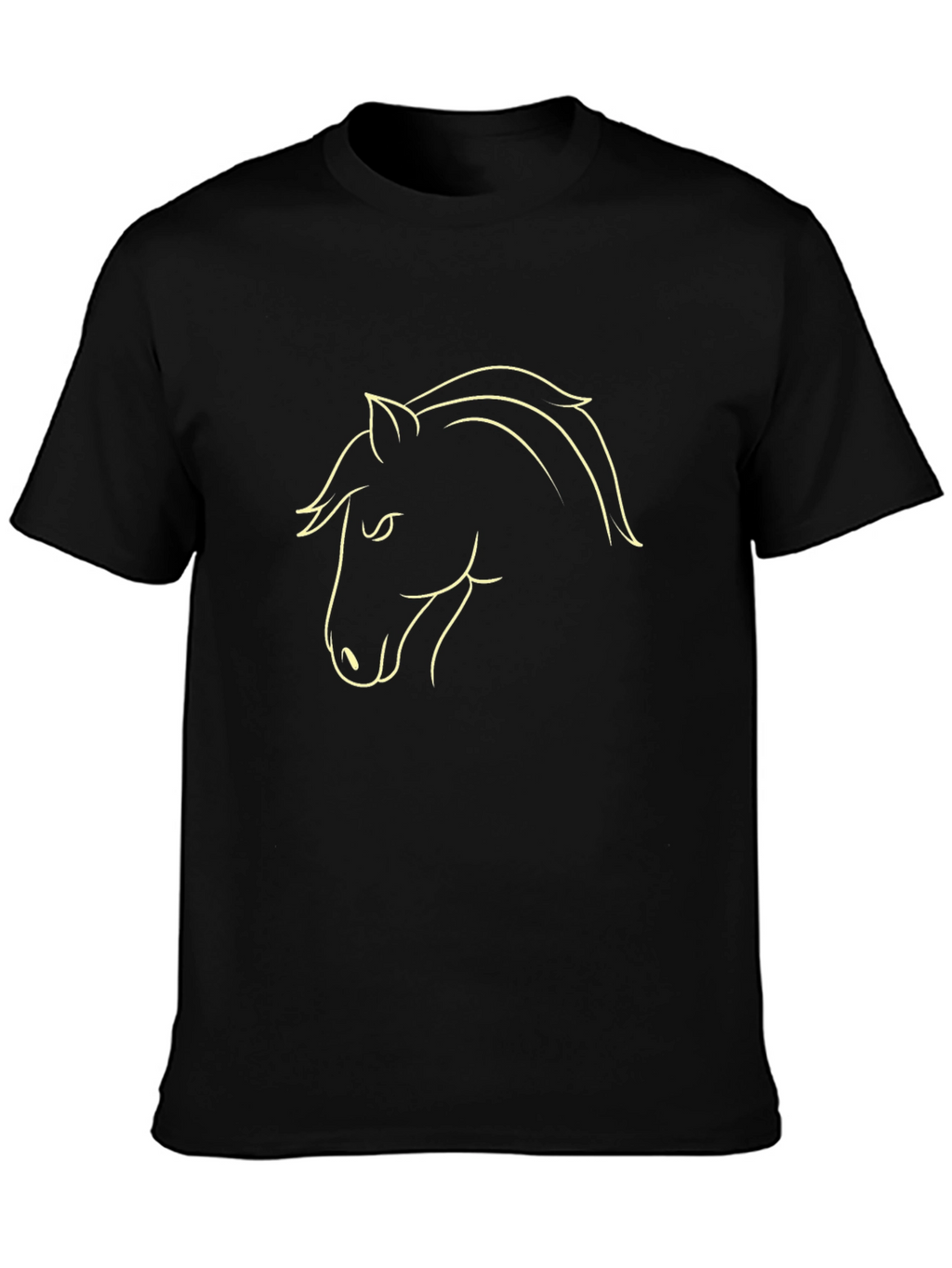 Black T-Shirt with Horse Outline Design
