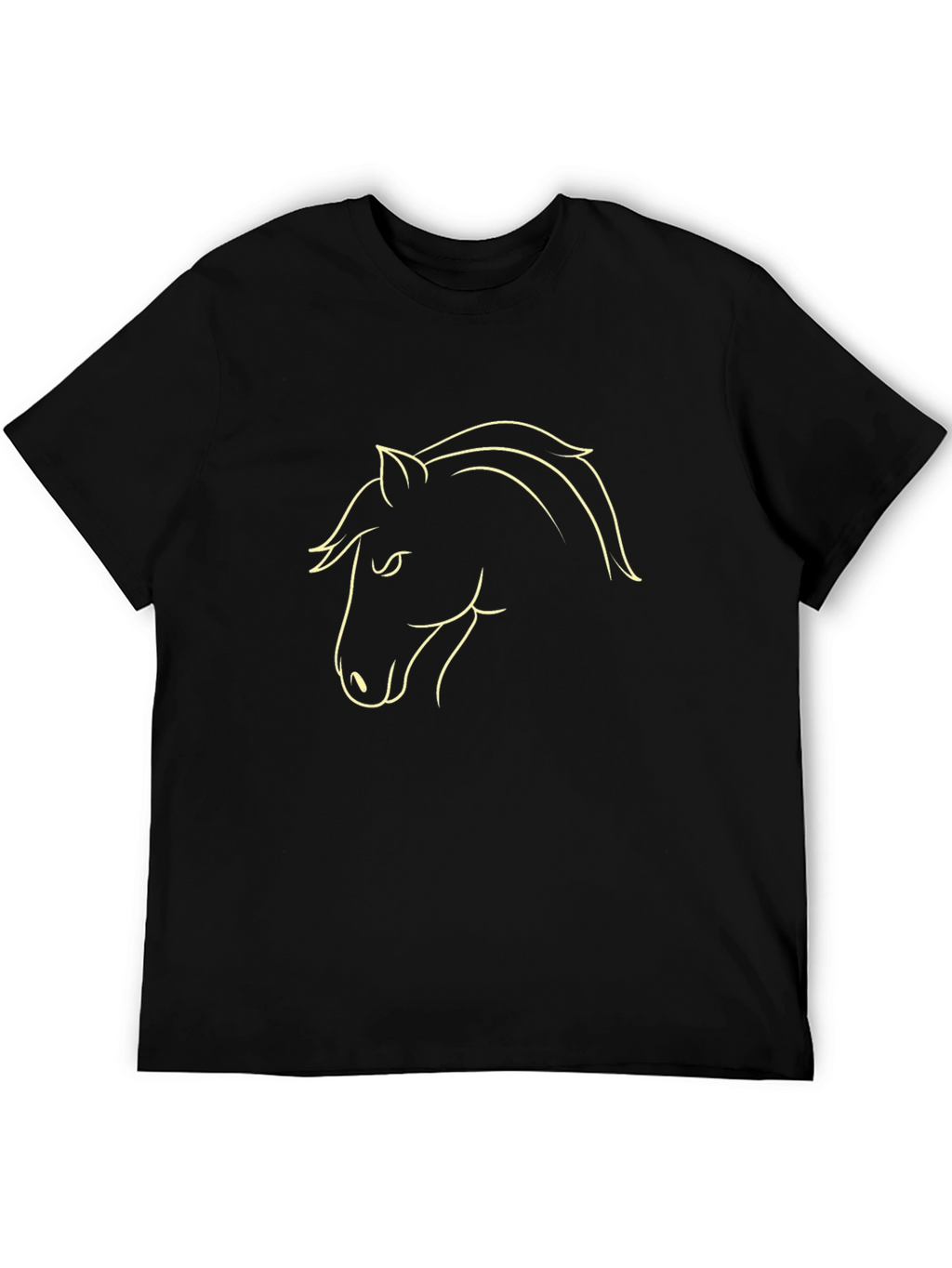 Black T-Shirt with Horse Outline Design