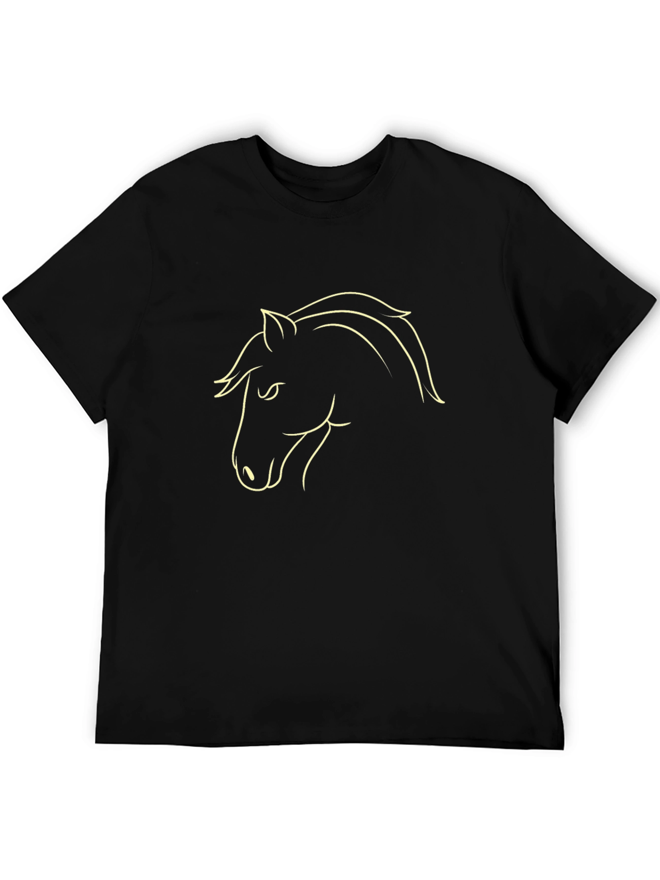 Black T-Shirt with Horse Outline Design