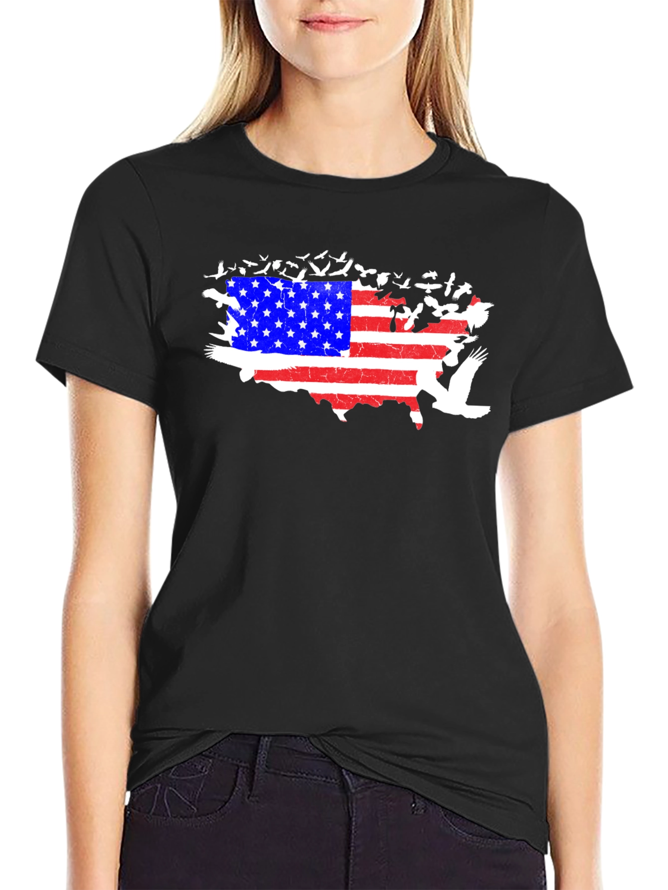 USA Flag Map Bird T-Shirt