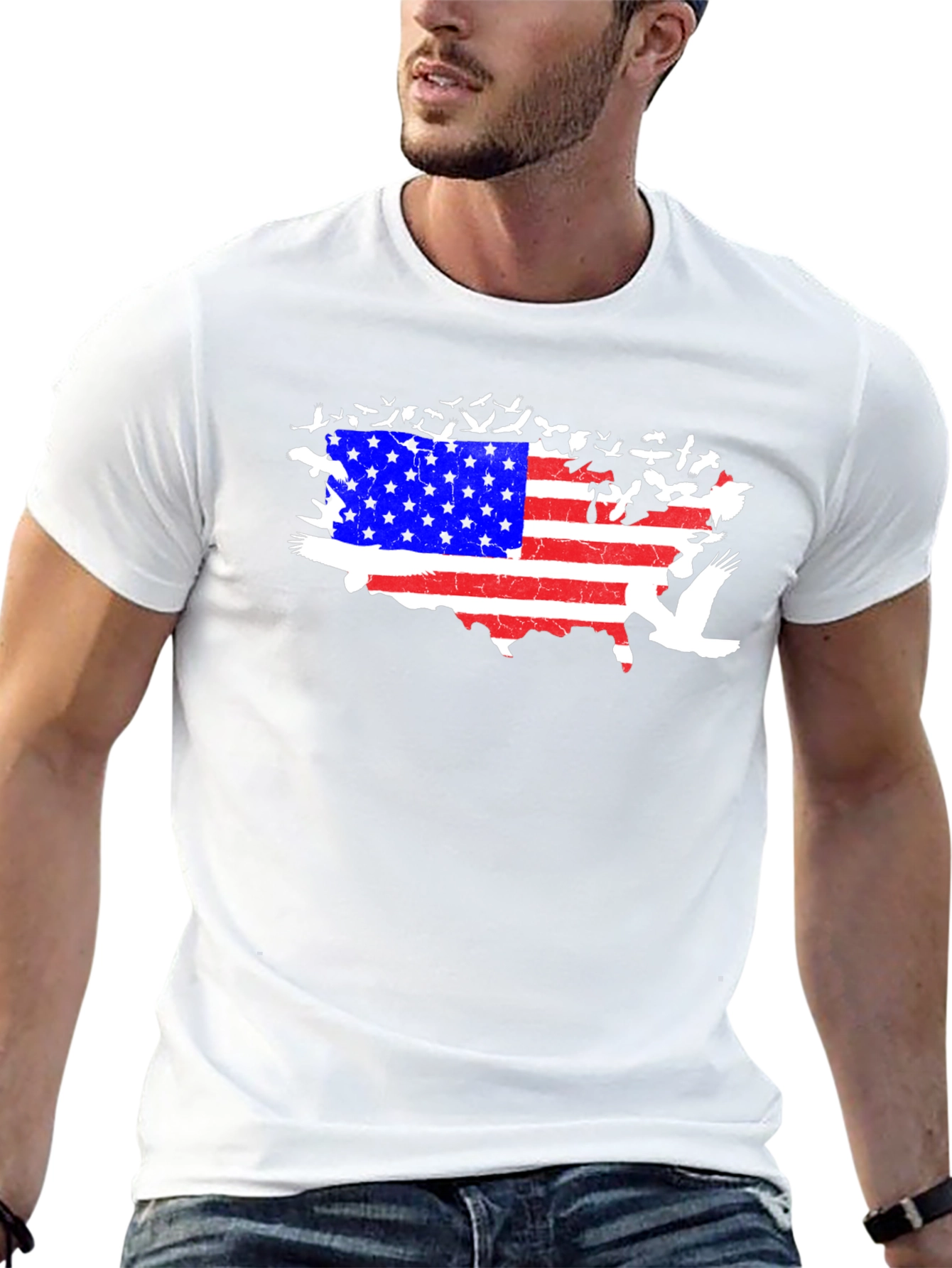 USA Flag Map Bird T-Shirt
