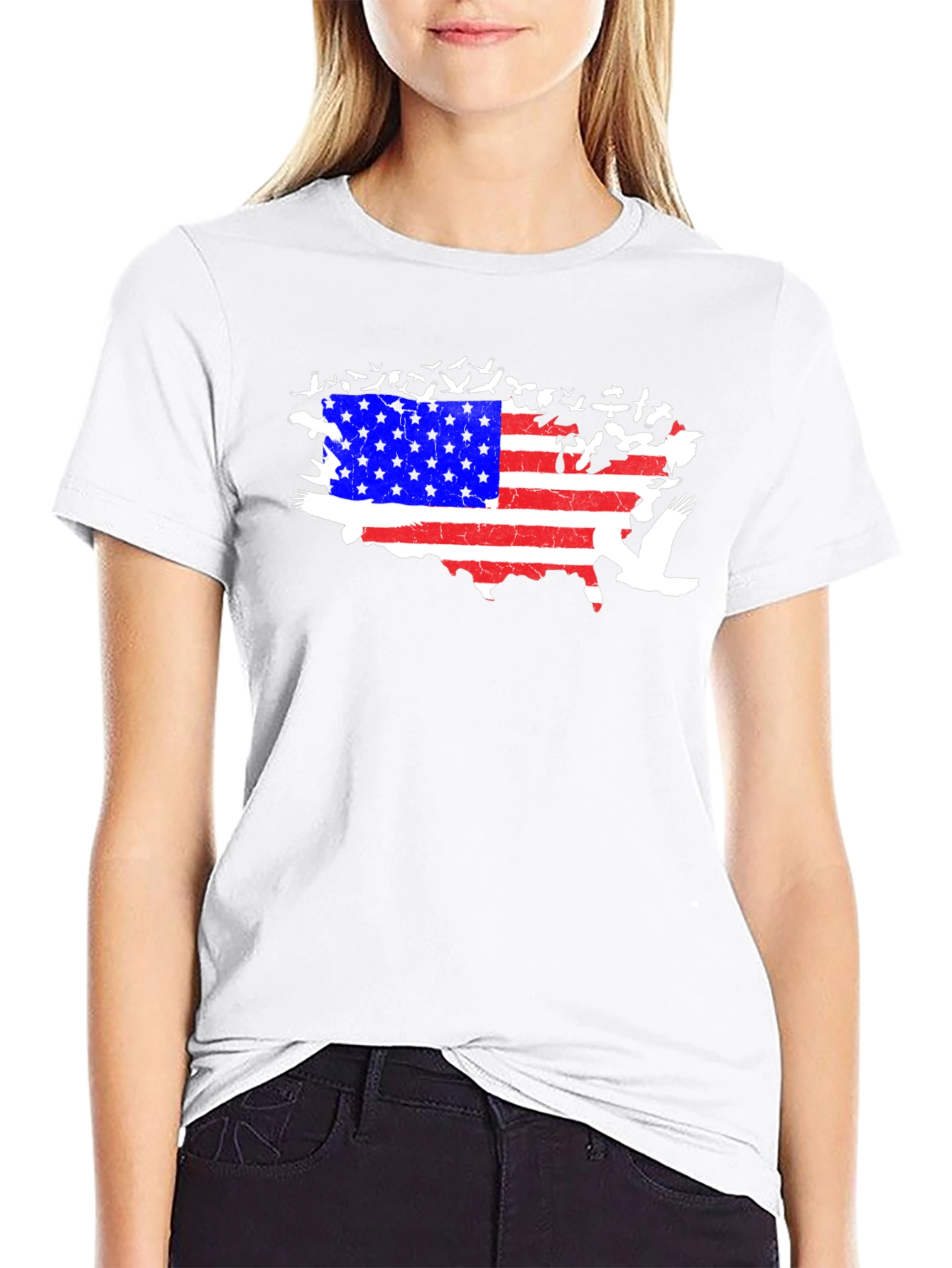 USA Flag Map Bird T-Shirt