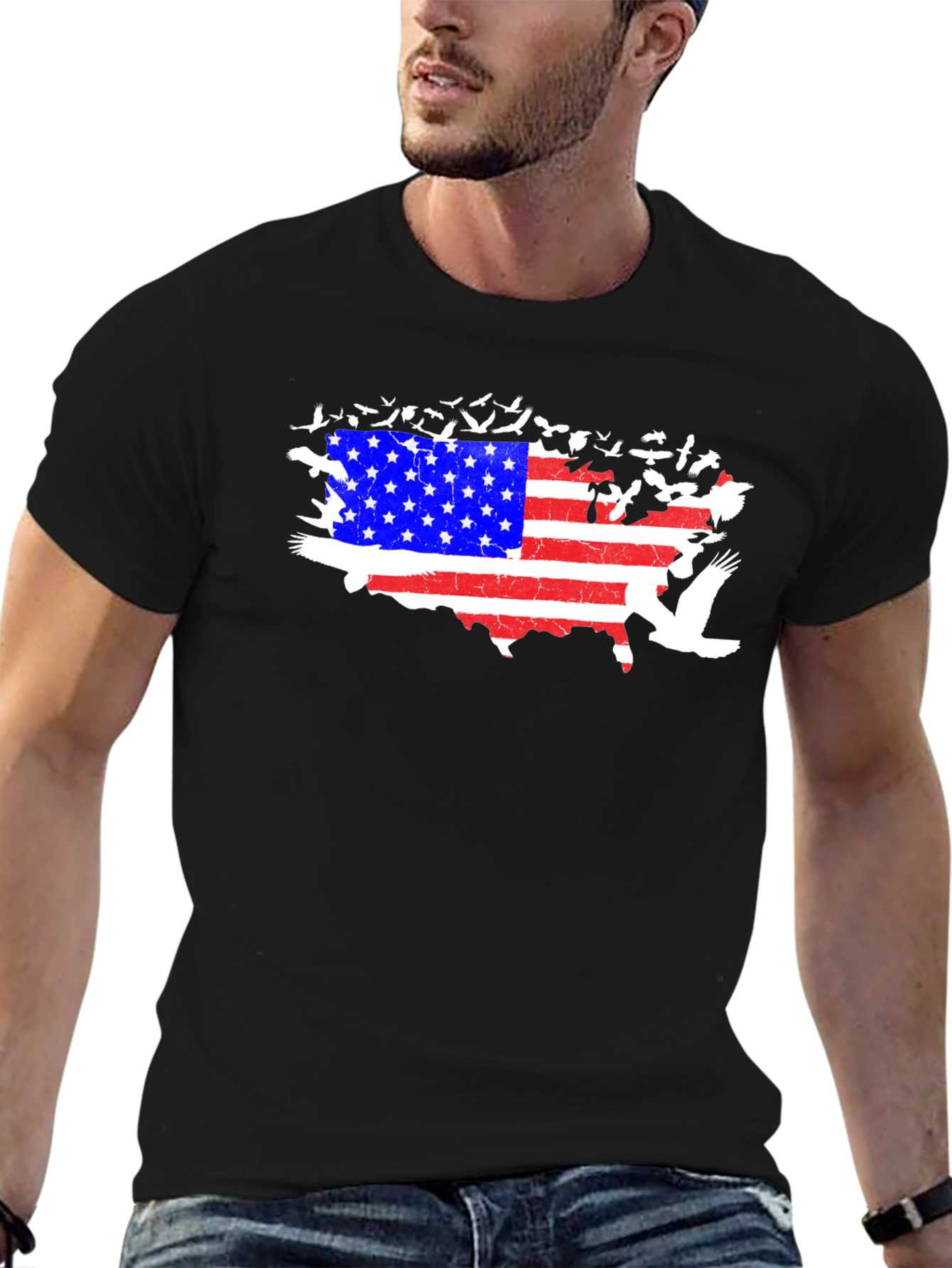 USA Flag Map Bird T-Shirt