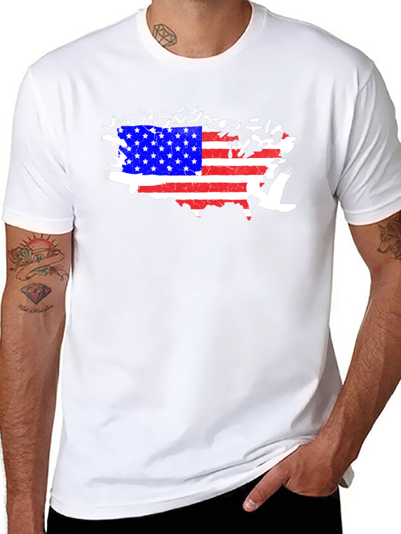 USA Flag Map Bird T-Shirt