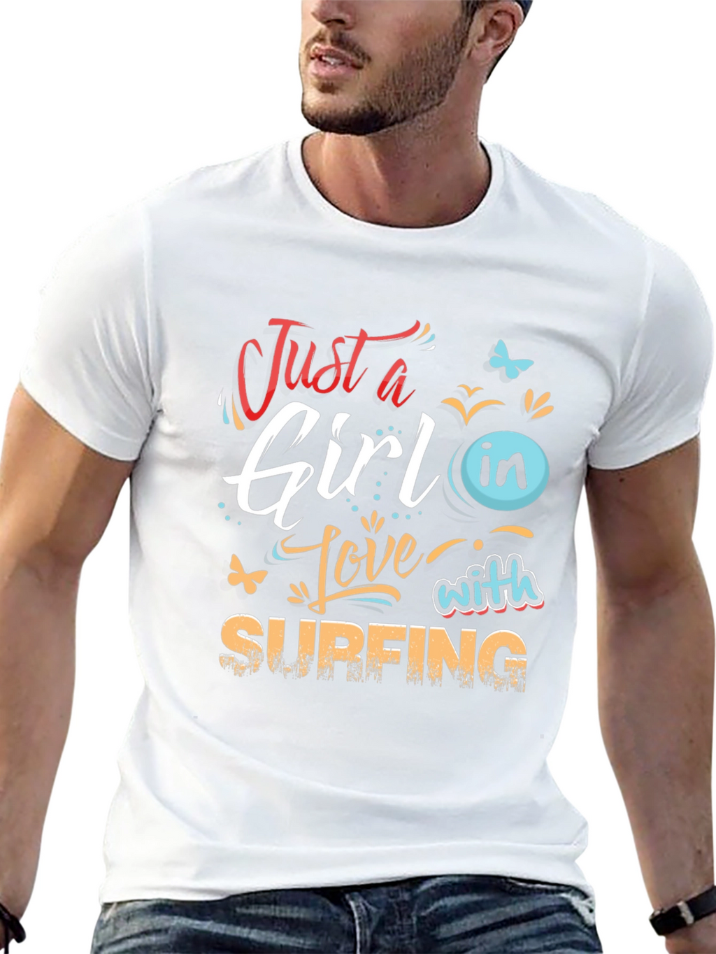 Just a Girl in Love with Surfing Black Tee