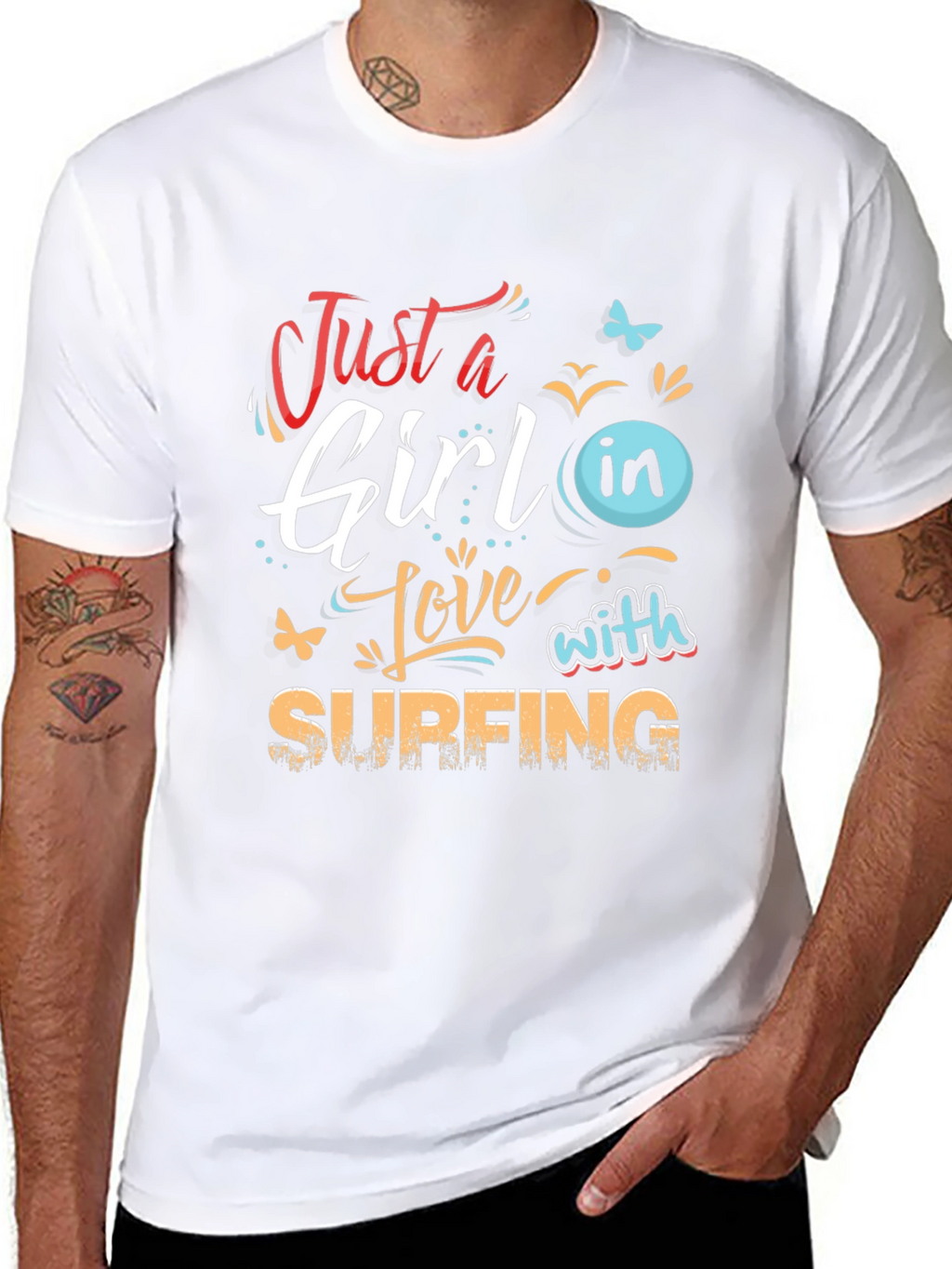 Just a Girl in Love with Surfing Black Tee