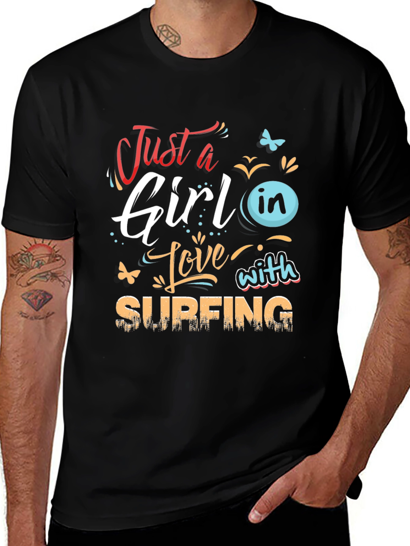 Just a Girl in Love with Surfing Black Tee