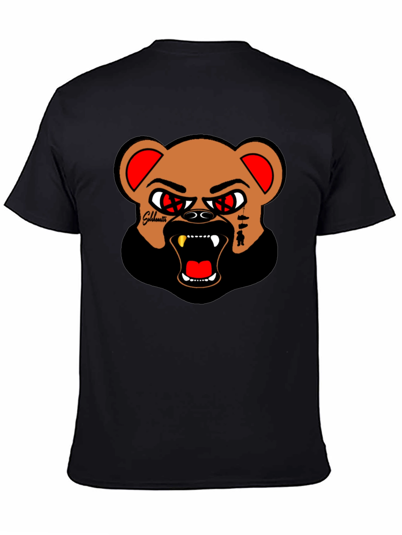 Mens Black Graphic Tee - Angry Bear Design
