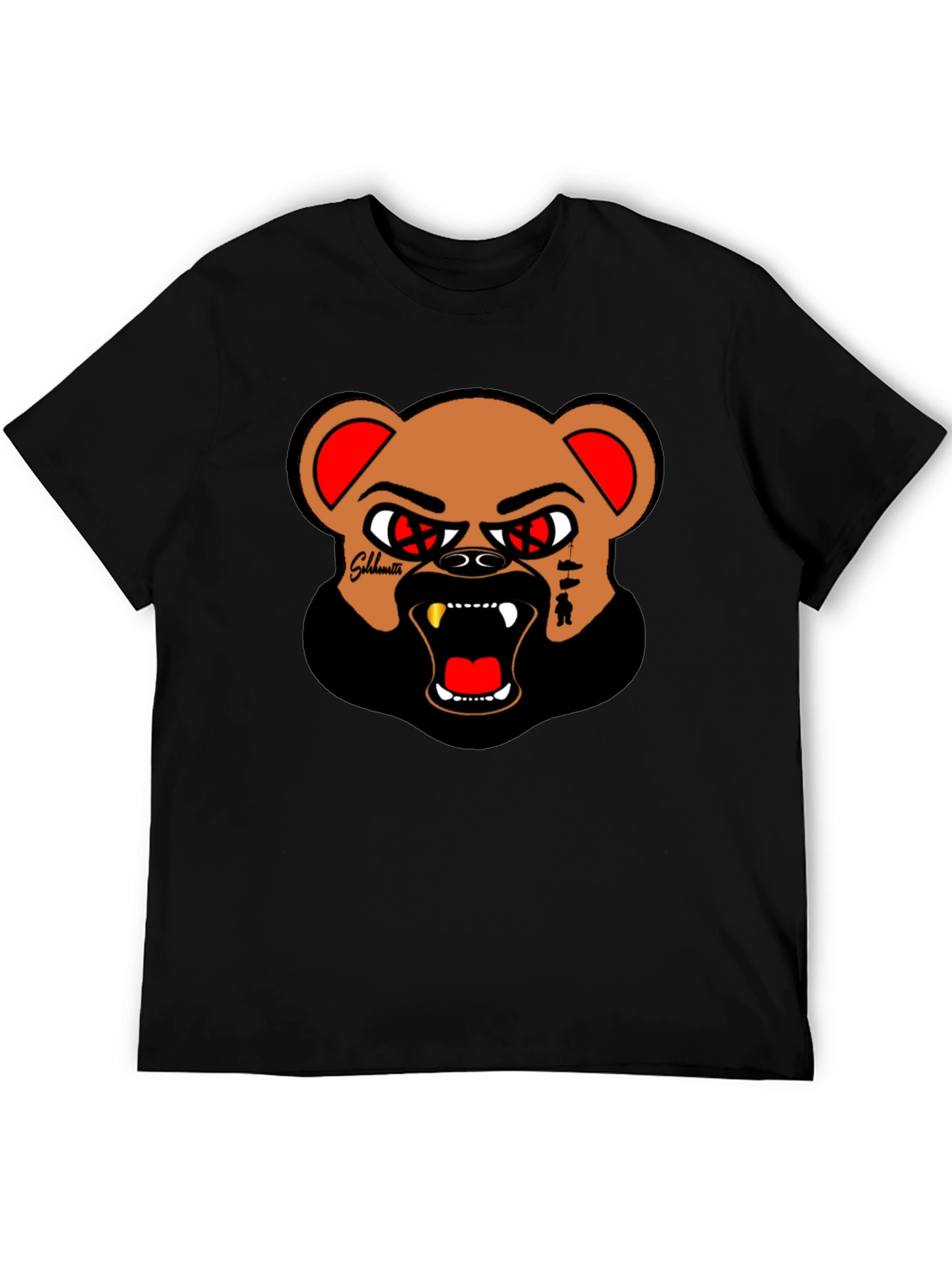 Mens Black Graphic Tee - Angry Bear Design