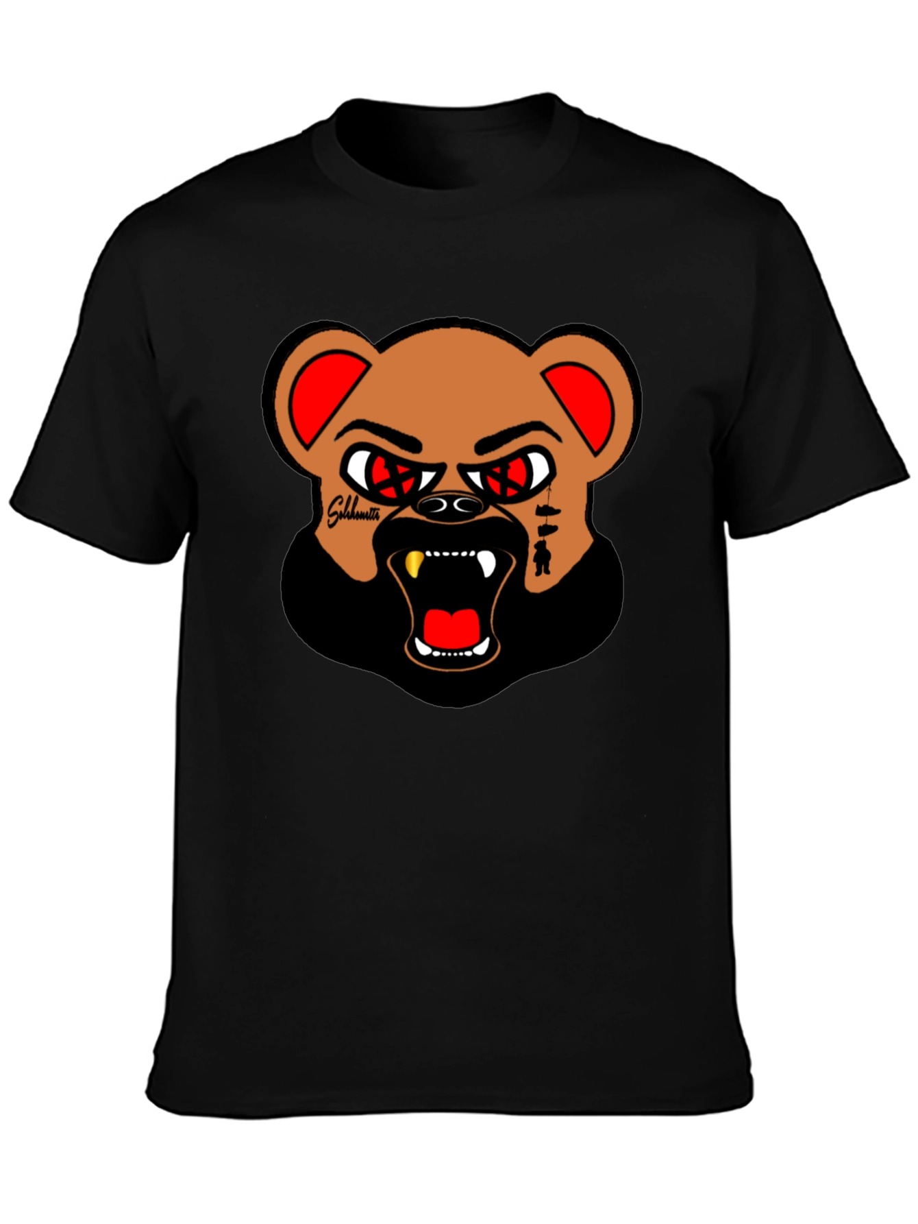 Mens Black Graphic Tee - Angry Bear Design
