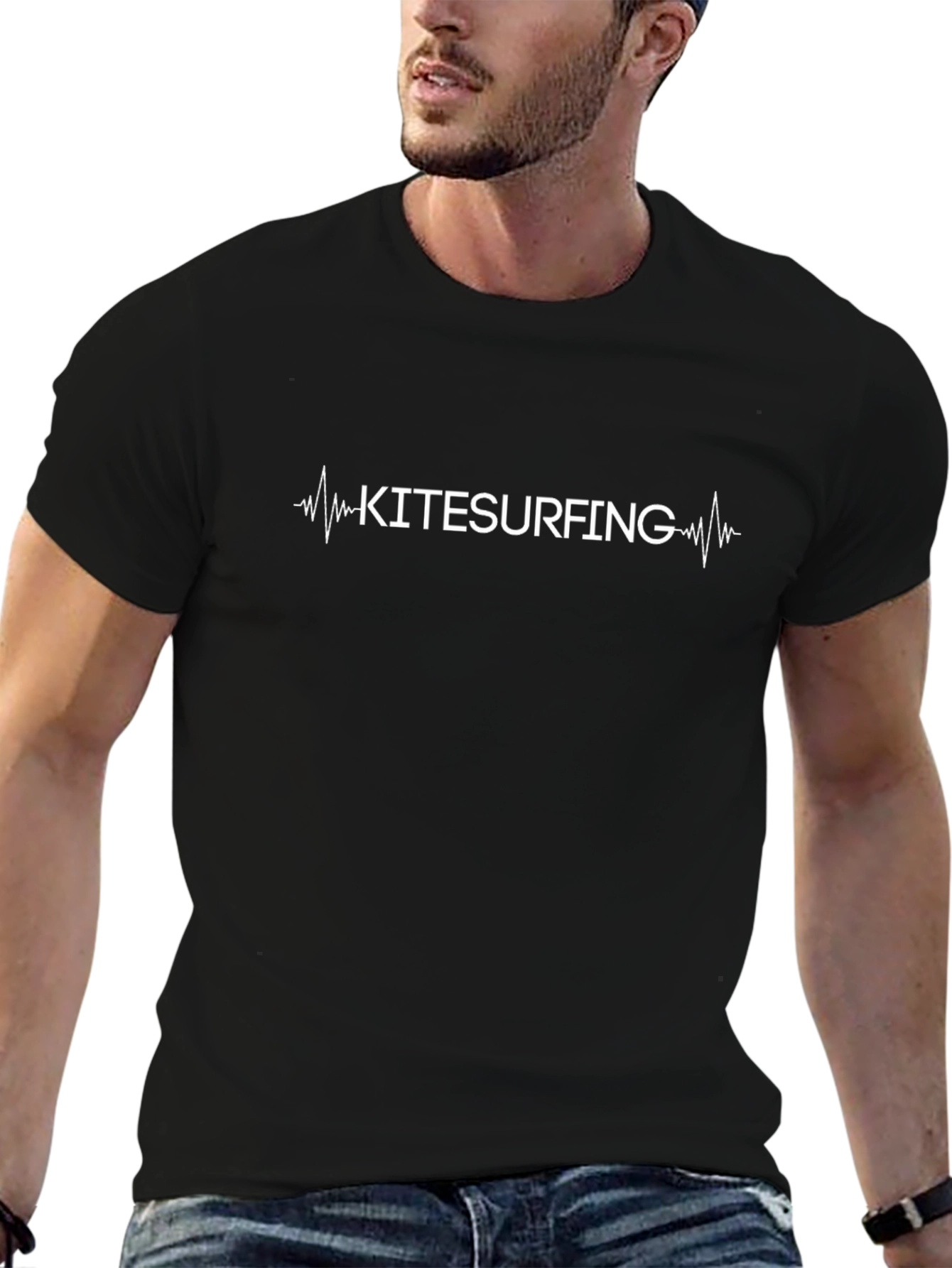 Kitesurfing Heartbeat Black T-Shirt