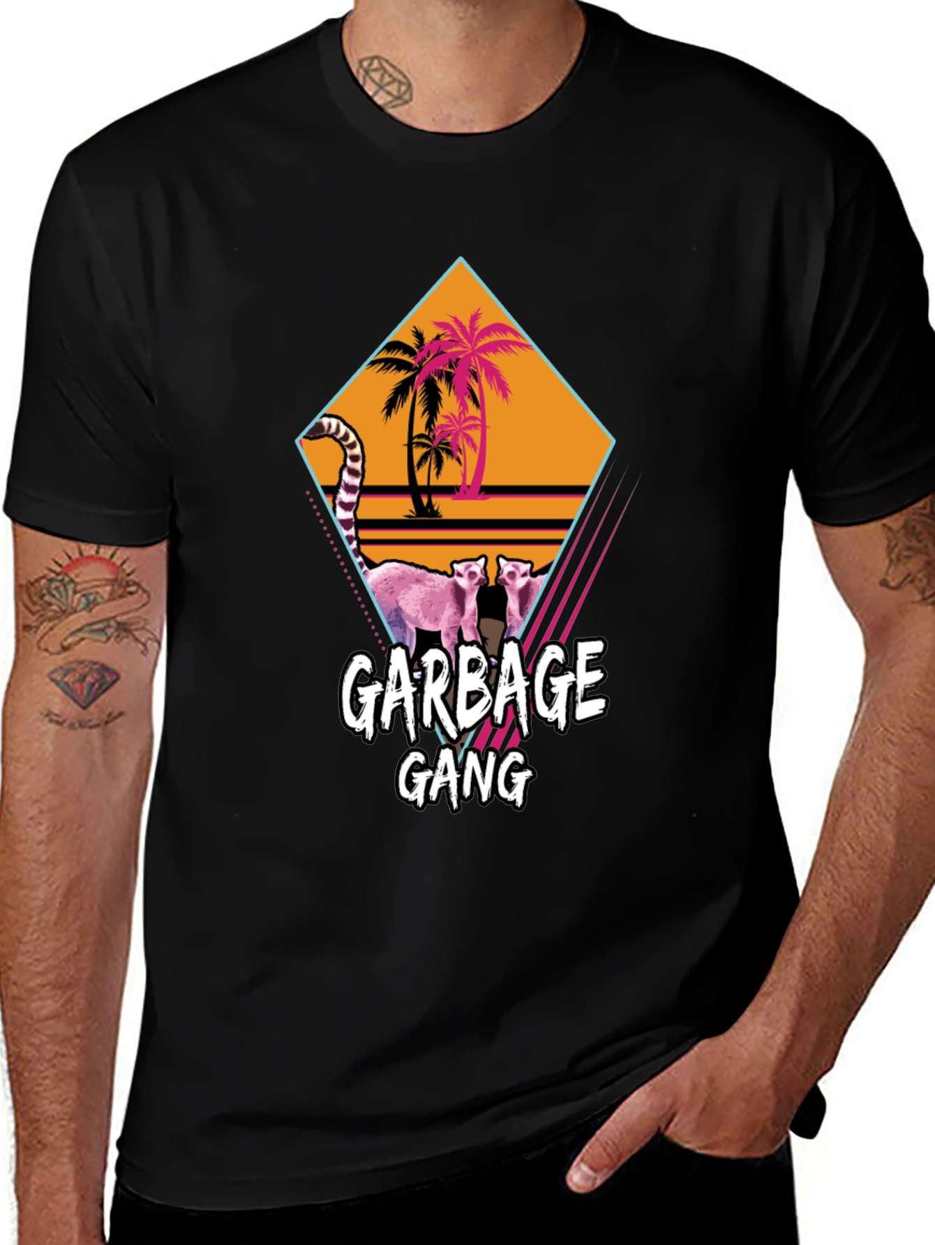 Garbage Gang Tee - Retro Palm Beach Opossum T-Shirt
