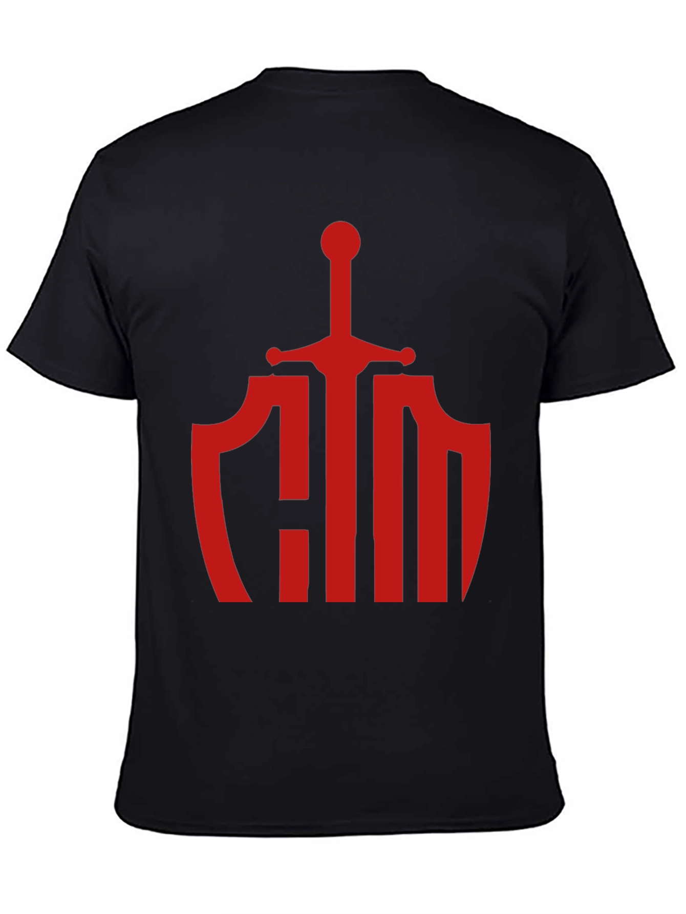 Knight Shield Sword Graphic Tee - Bold Red Print