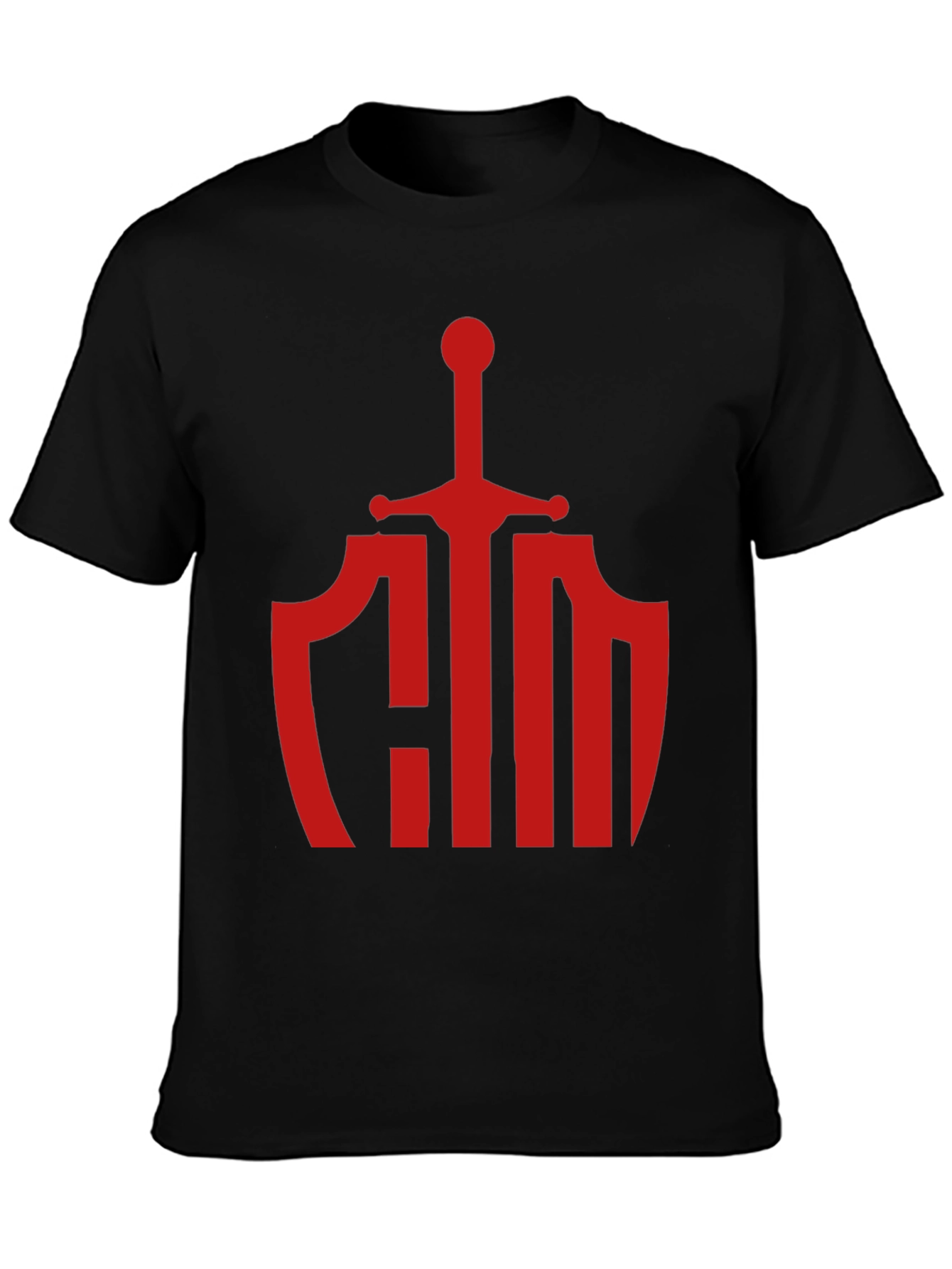 Knight Shield Sword Graphic Tee - Bold Red Print