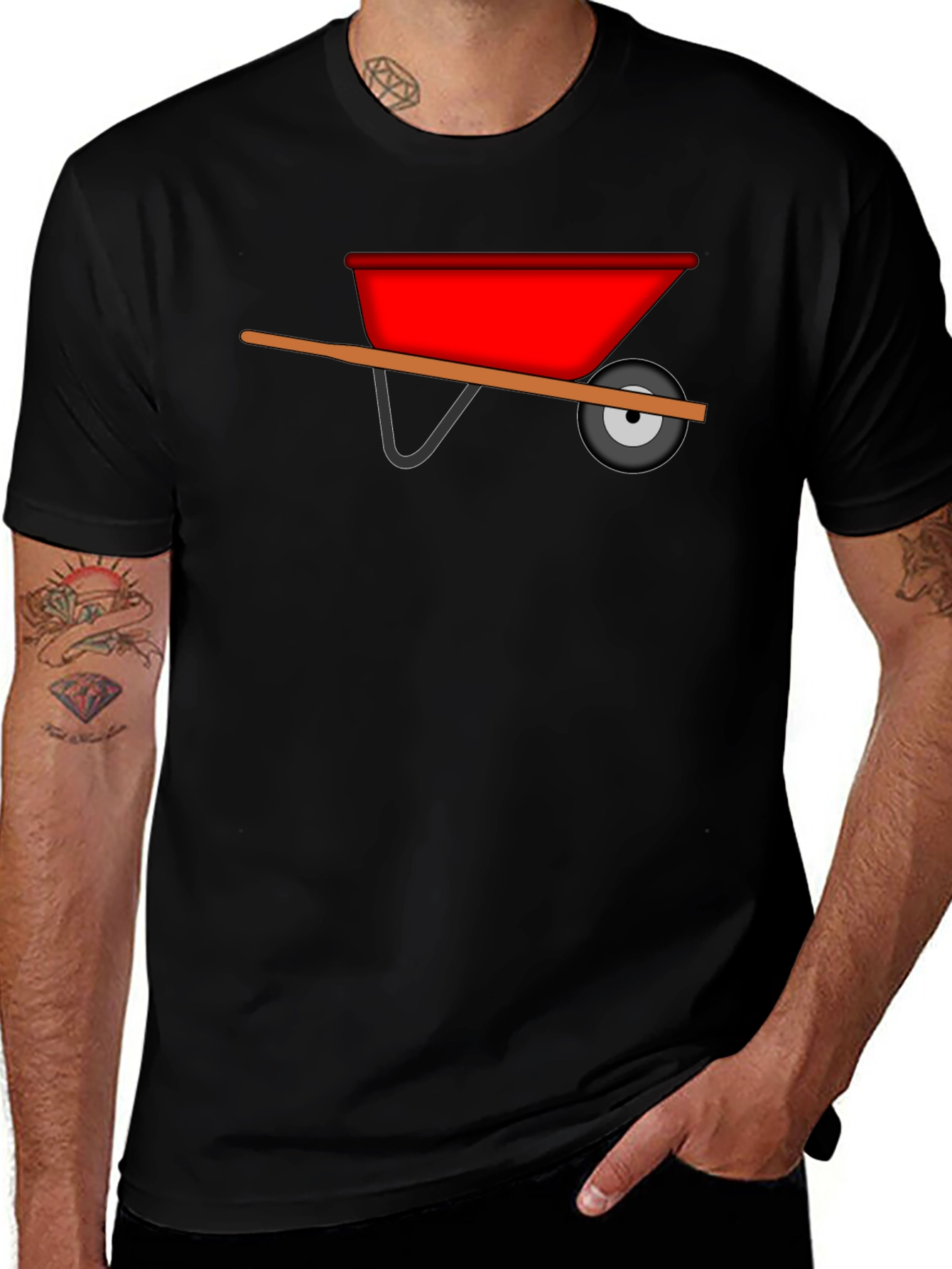 Wheelbarrow Graphic Tee - Black Cotton Casual