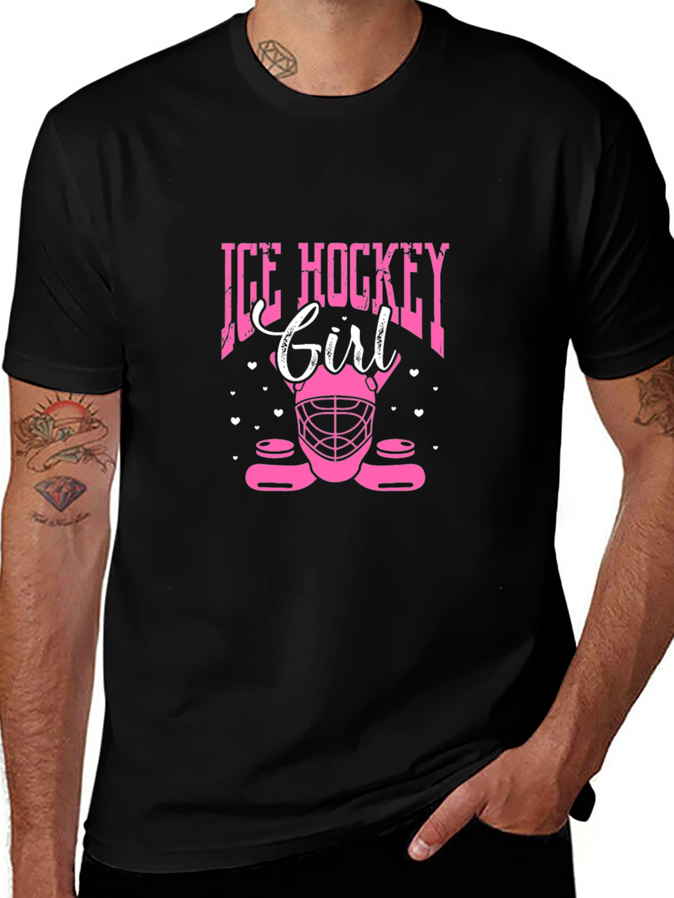 Ice Hockey Girl Black T-Shirt