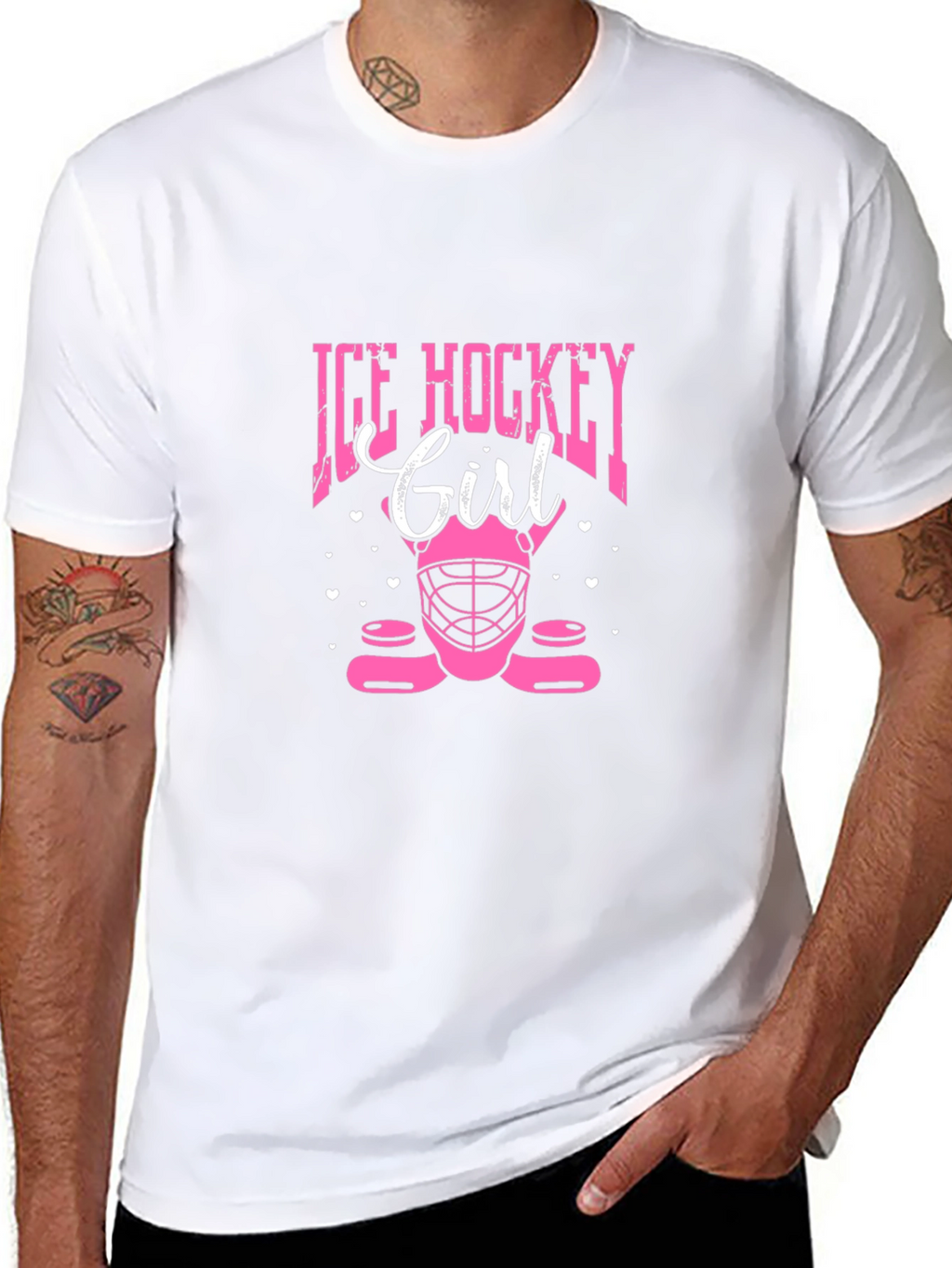 Ice Hockey Girl Black T-Shirt