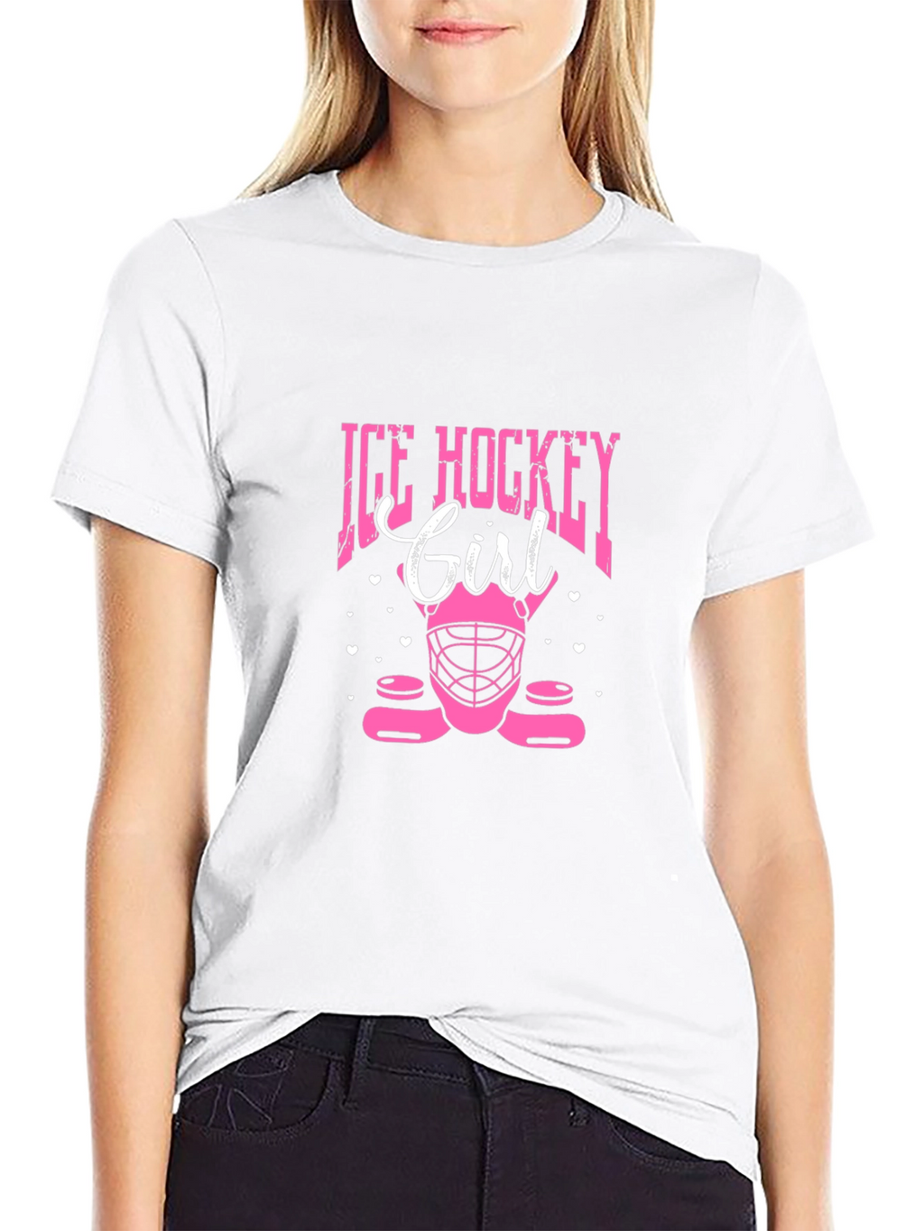 Ice Hockey Girl Black T-Shirt