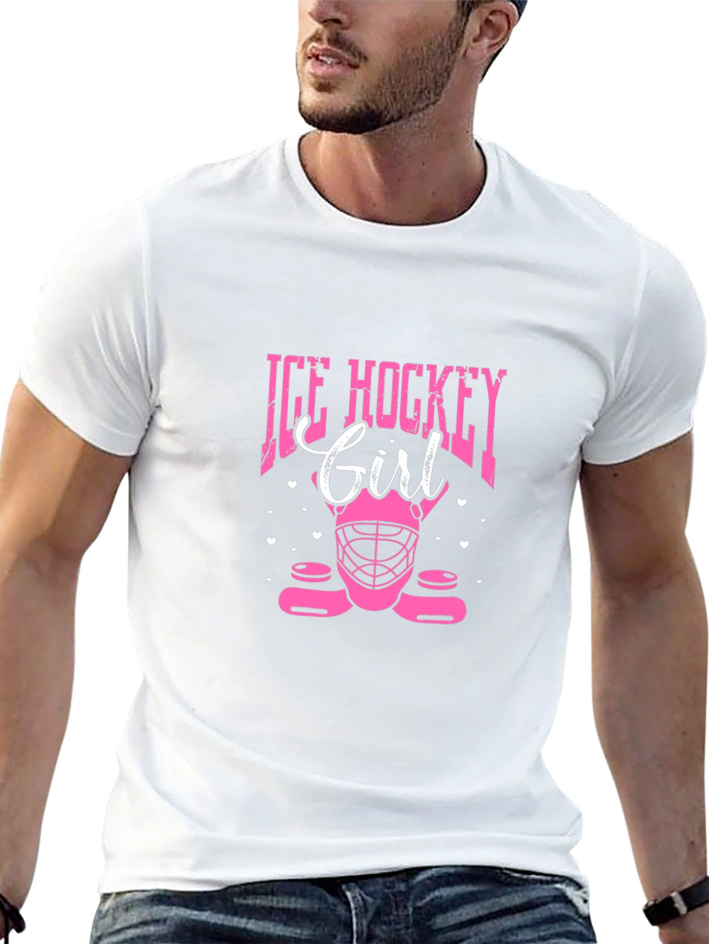 Ice Hockey Girl Black T-Shirt