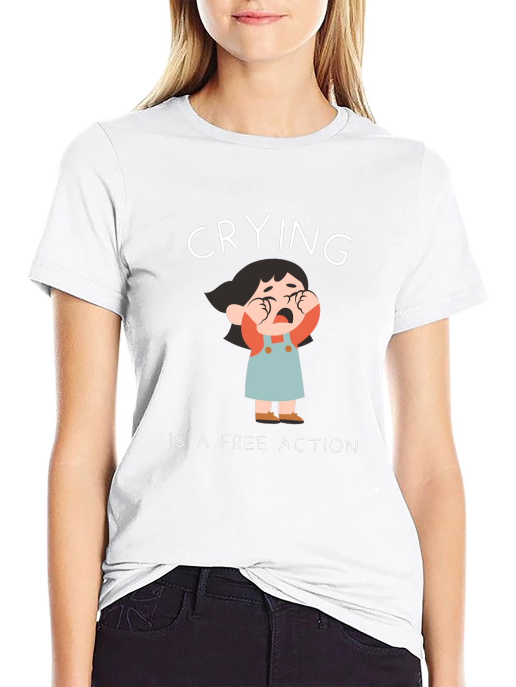 Crying is a Free Action Black T-Shirt