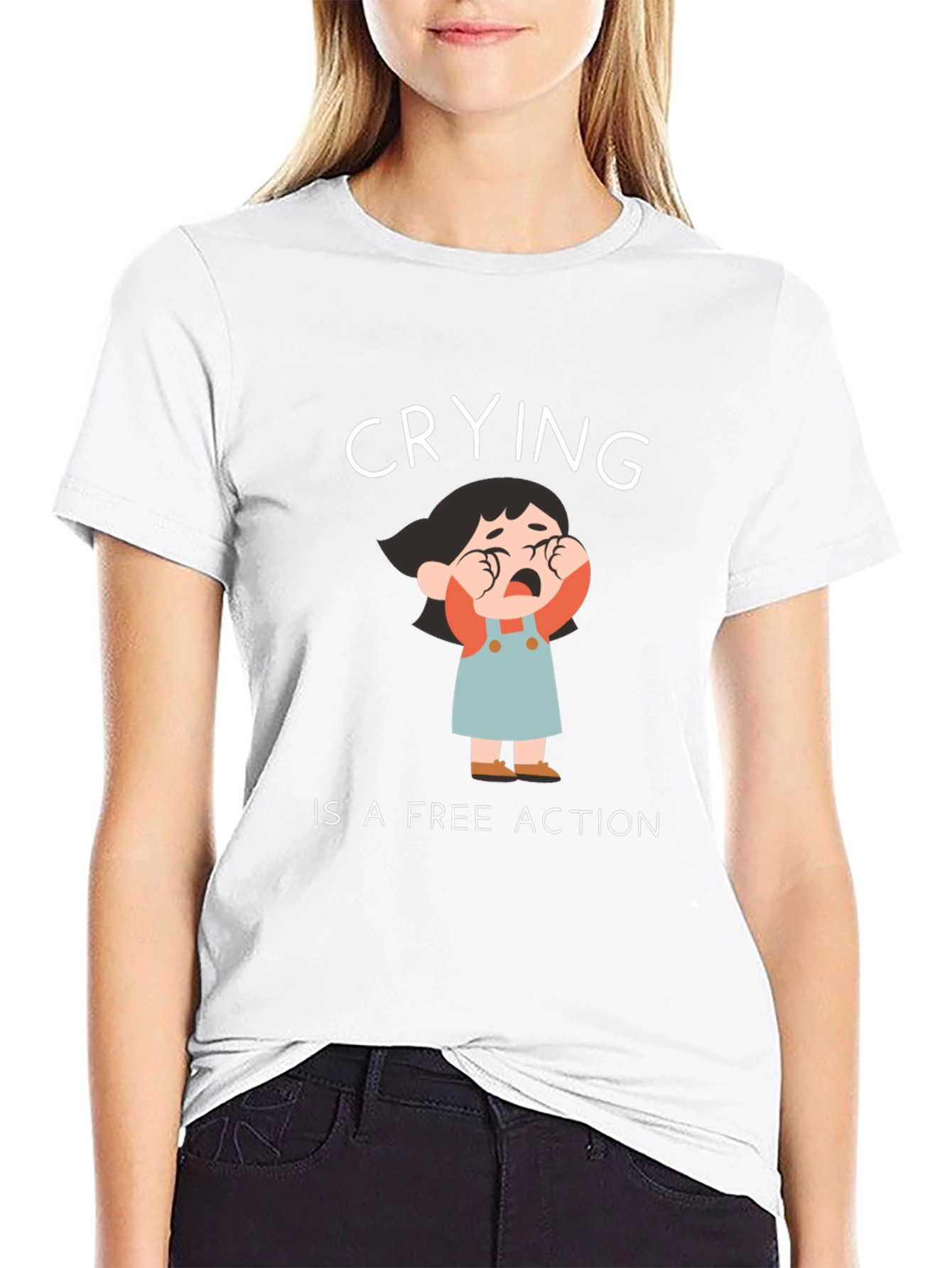 Crying is a Free Action Black T-Shirt
