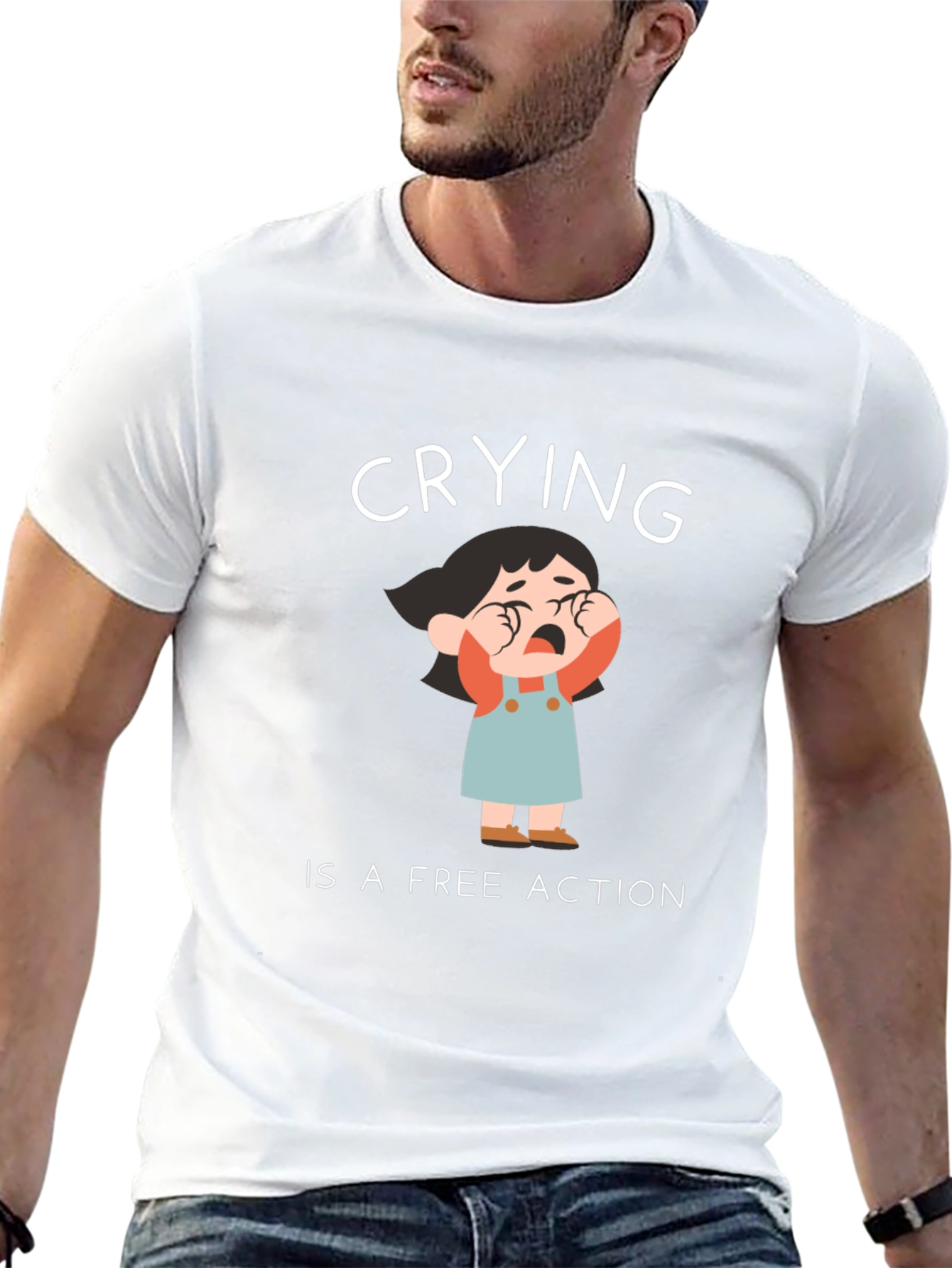 Crying is a Free Action Black T-Shirt