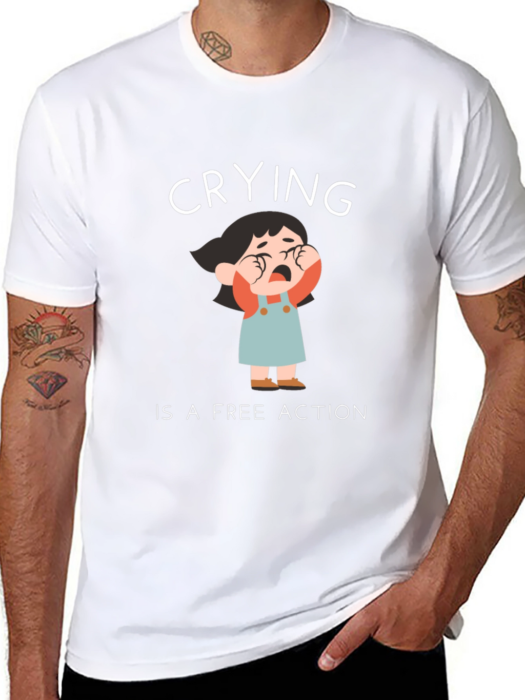 Crying is a Free Action Black T-Shirt