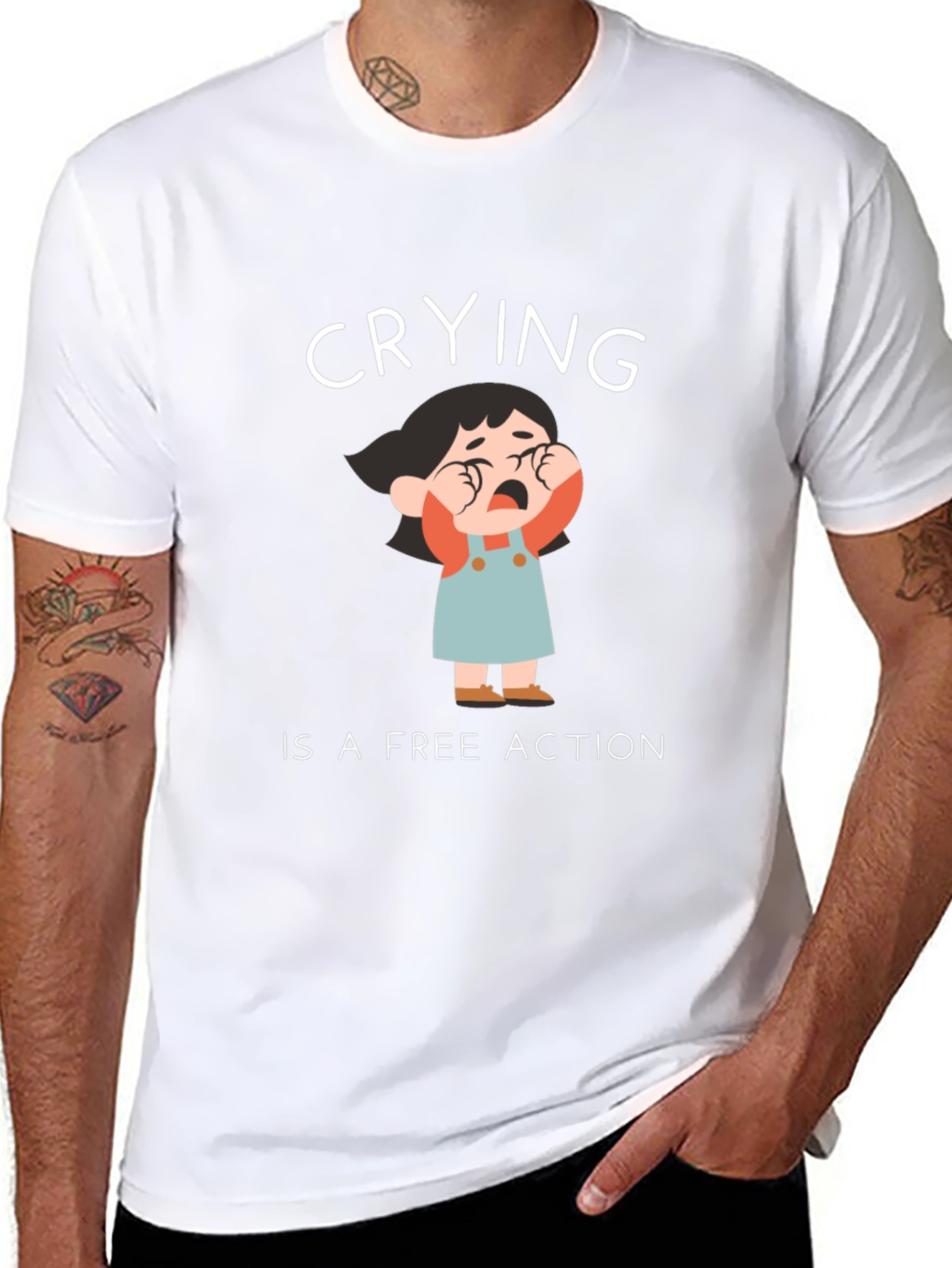 Crying is a Free Action Black T-Shirt