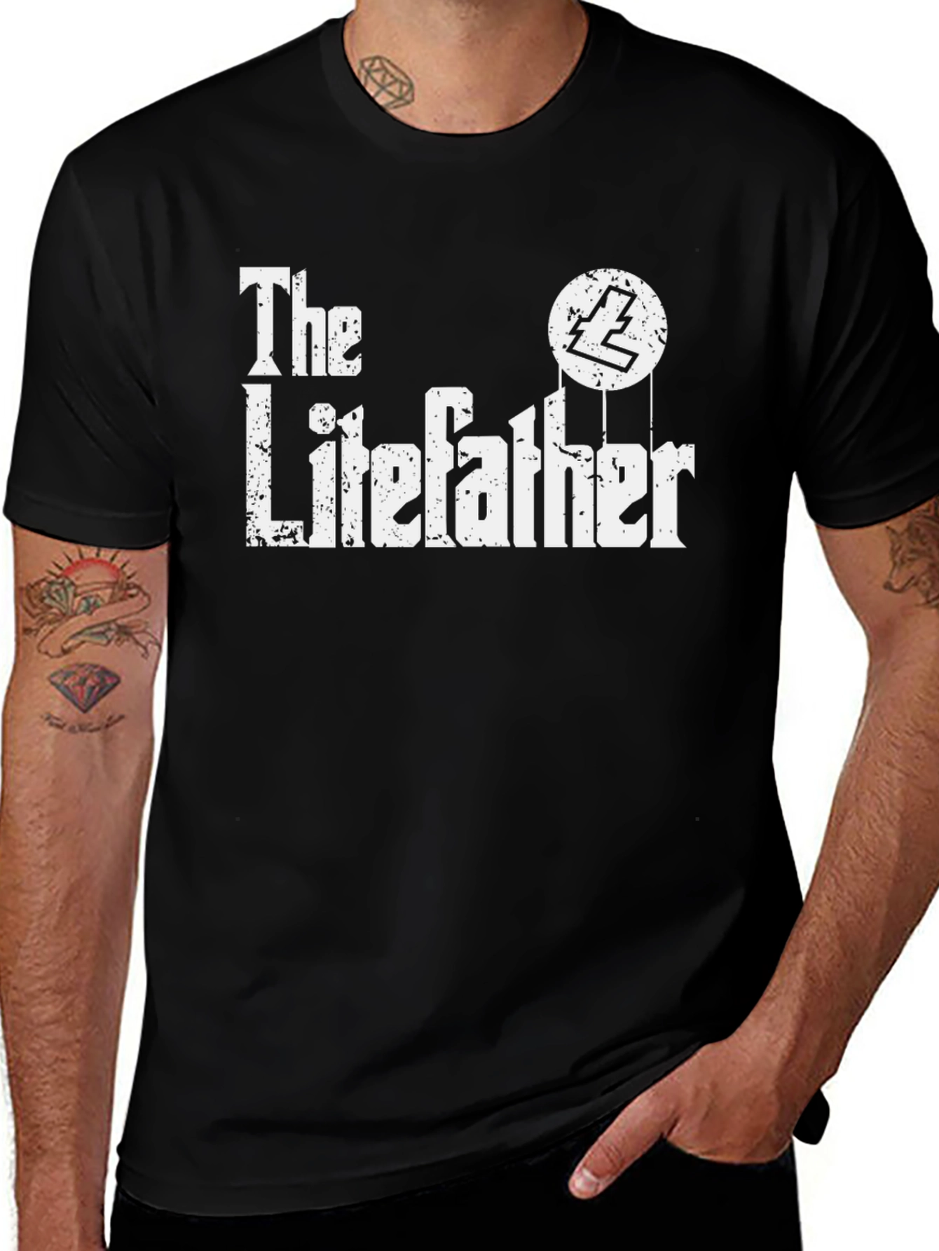 The Litefather Black T-Shirt - Crypto Humor