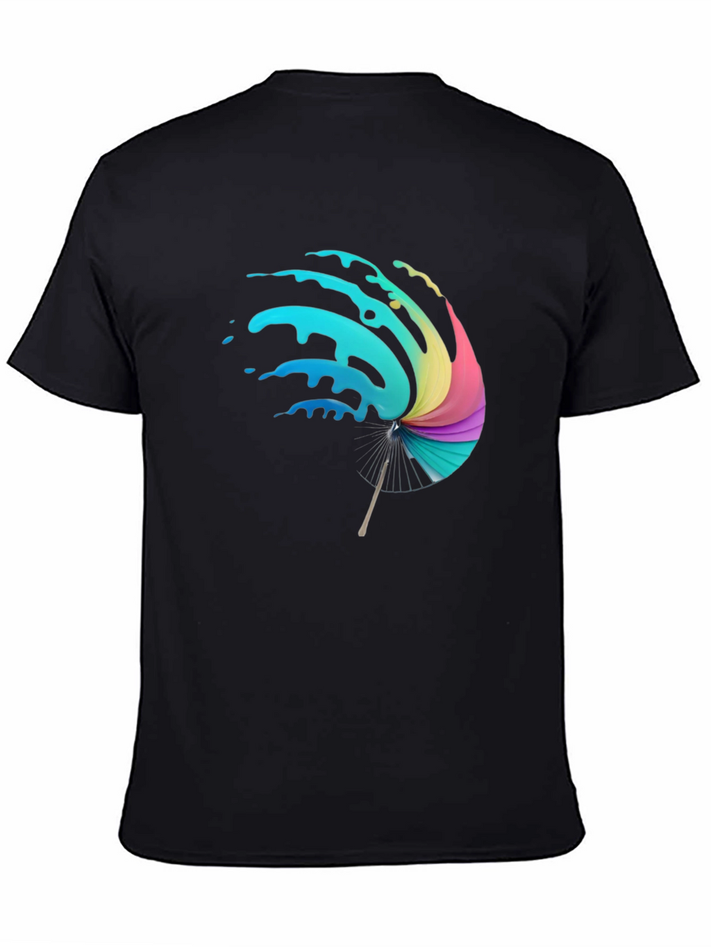 Vibrant Splash Umbrella Graphic Black T-Shirt