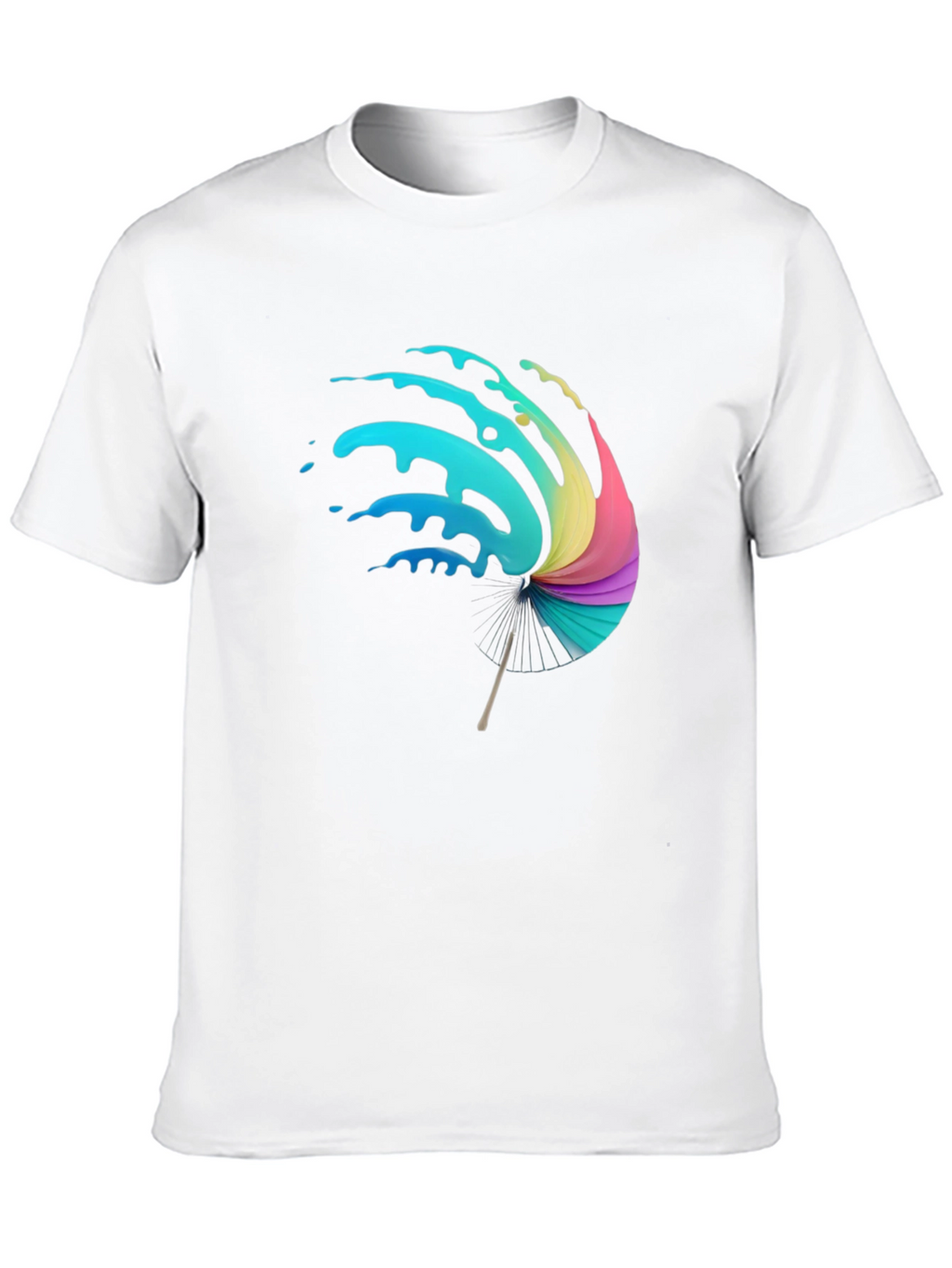 Vibrant Splash Umbrella Graphic Black T-Shirt
