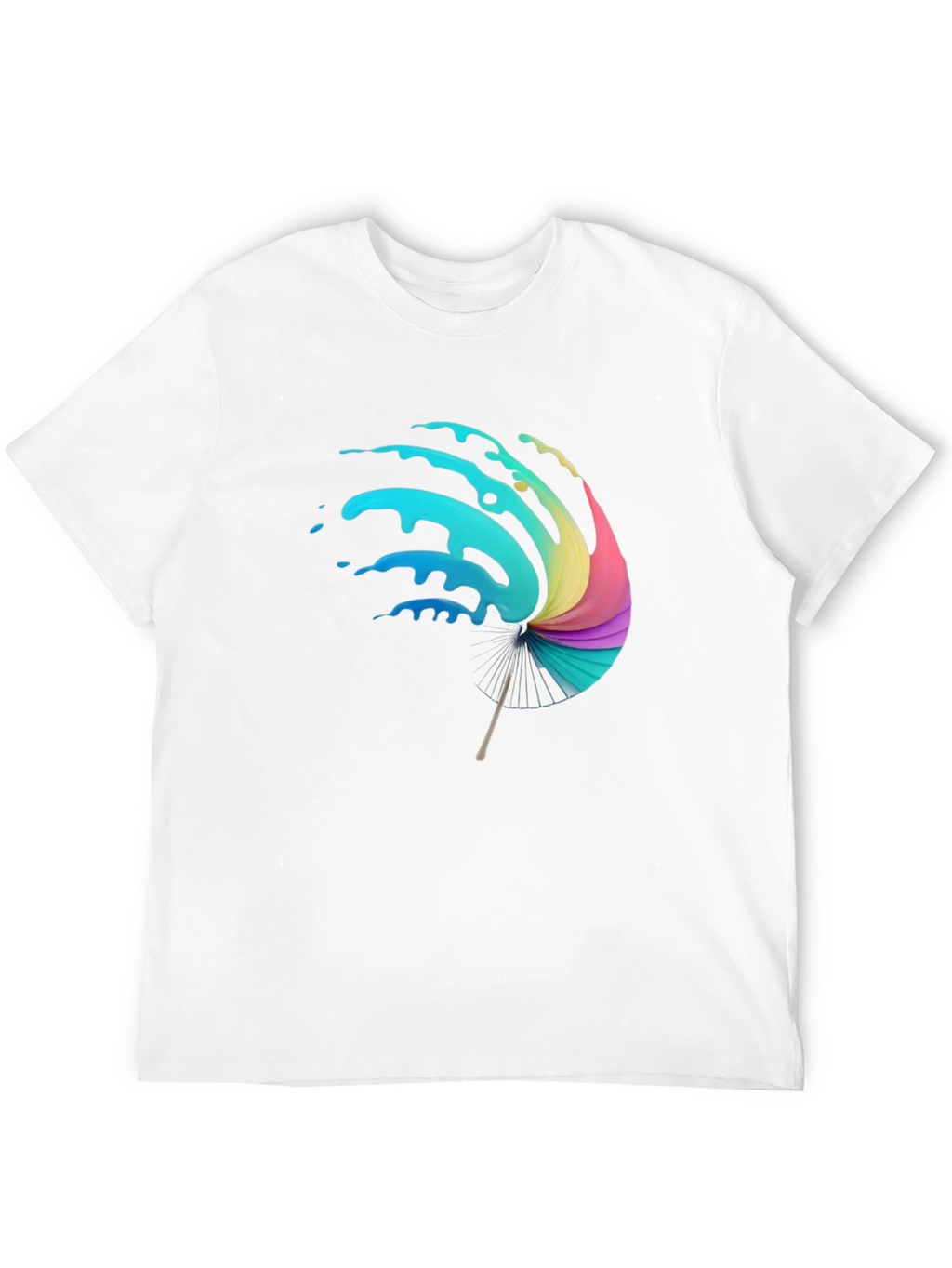 Vibrant Splash Umbrella Graphic Black T-Shirt