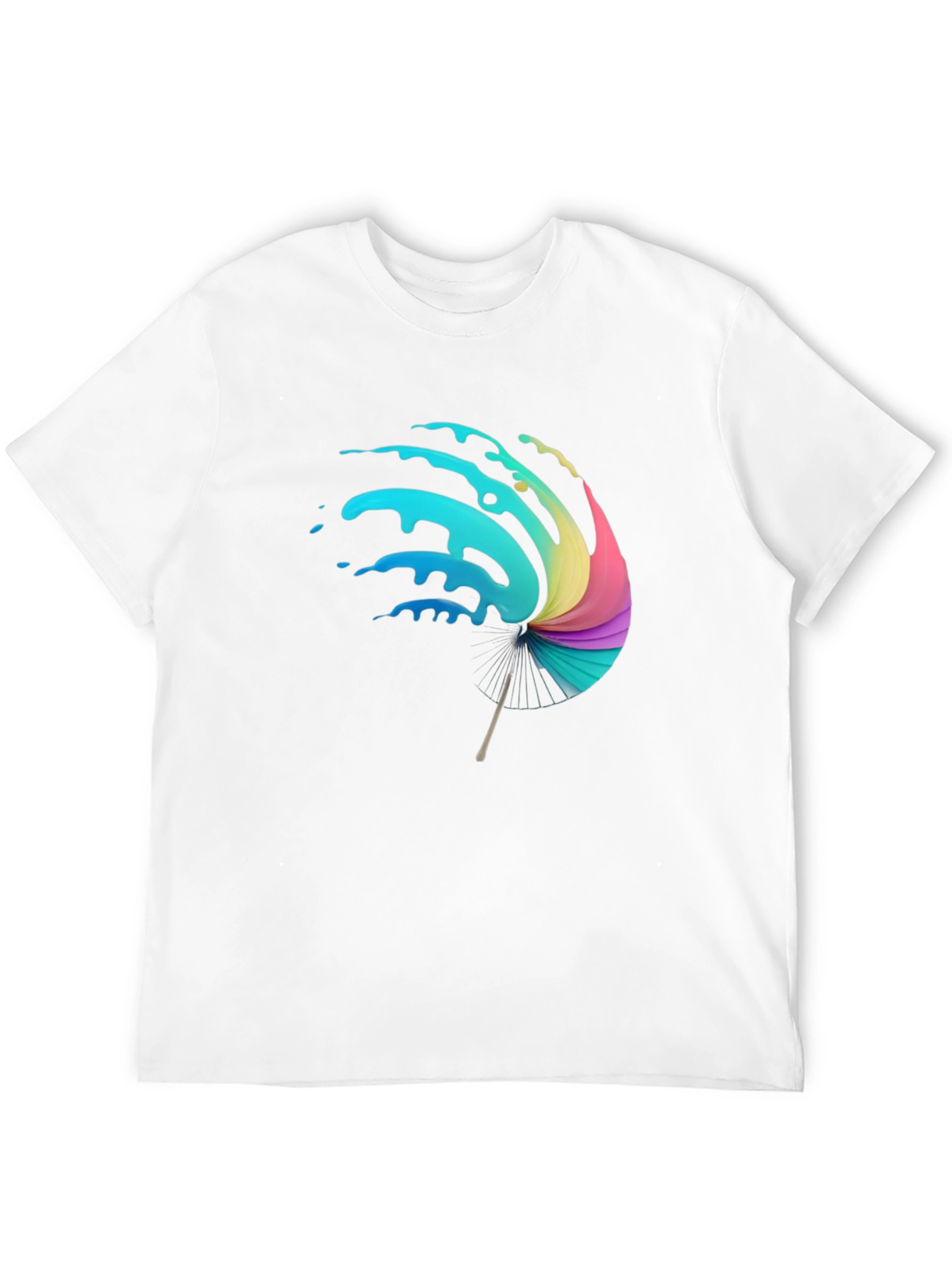 Vibrant Splash Umbrella Graphic Black T-Shirt
