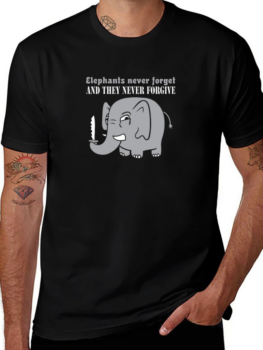 Elephant Never Forget Funny Graphic T-Shirt