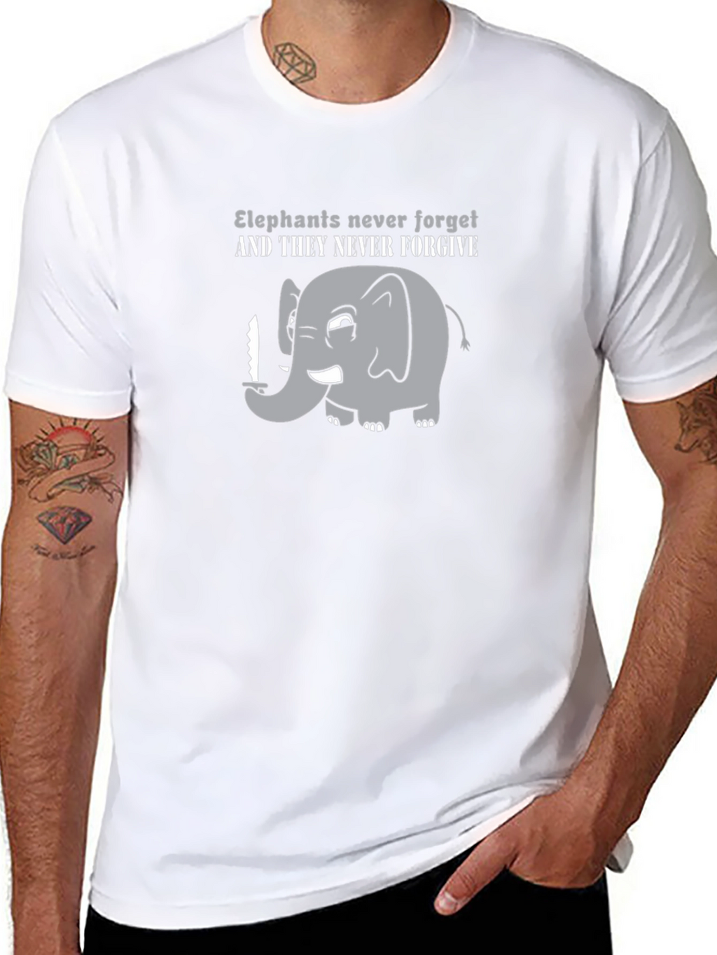 Elephant Never Forget Funny Graphic T-Shirt