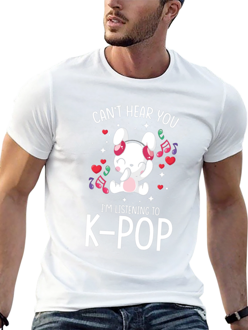 K-Pop Music Lover T-Shirt: Cute Bunny Design