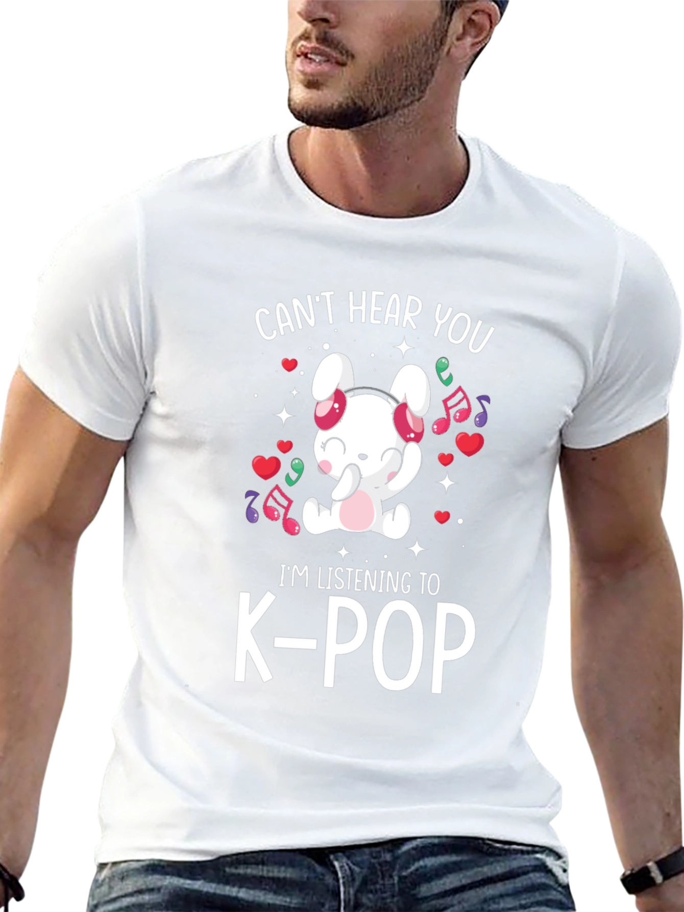 K-Pop Music Lover T-Shirt: Cute Bunny Design