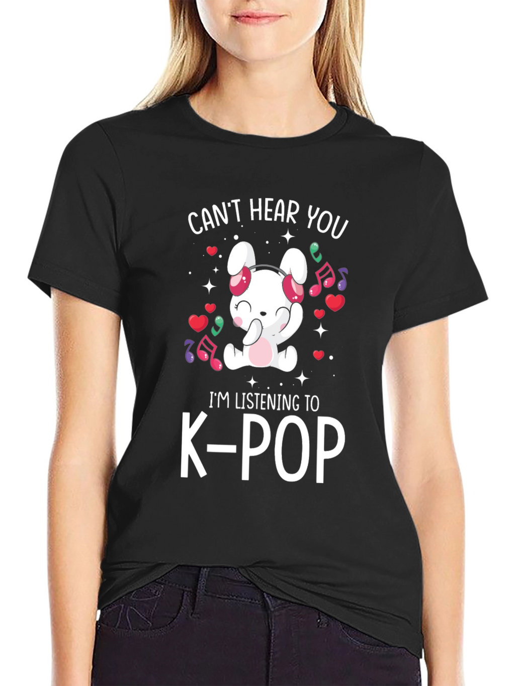 K-Pop Music Lover T-Shirt: Cute Bunny Design