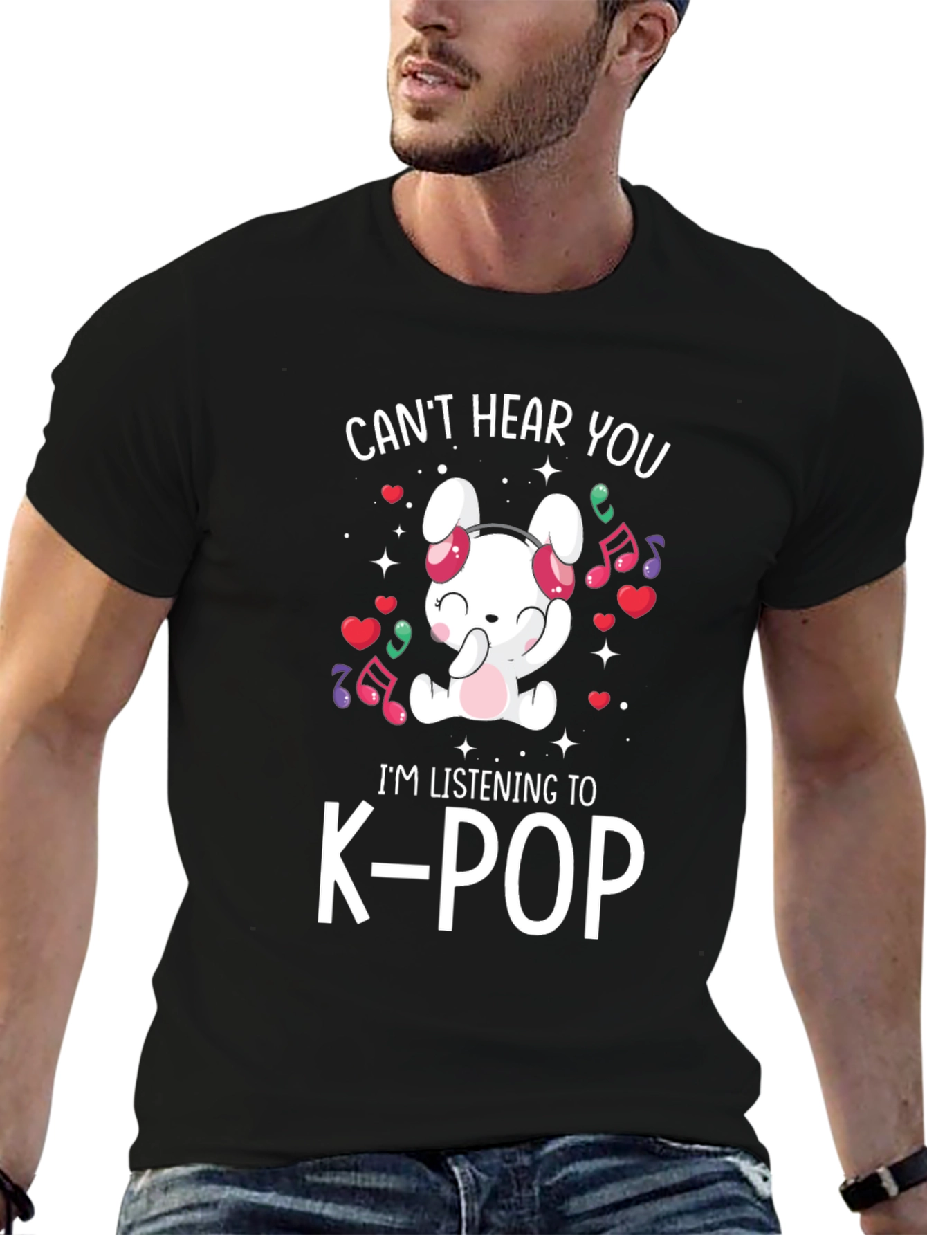 K-Pop Music Lover T-Shirt: Cute Bunny Design