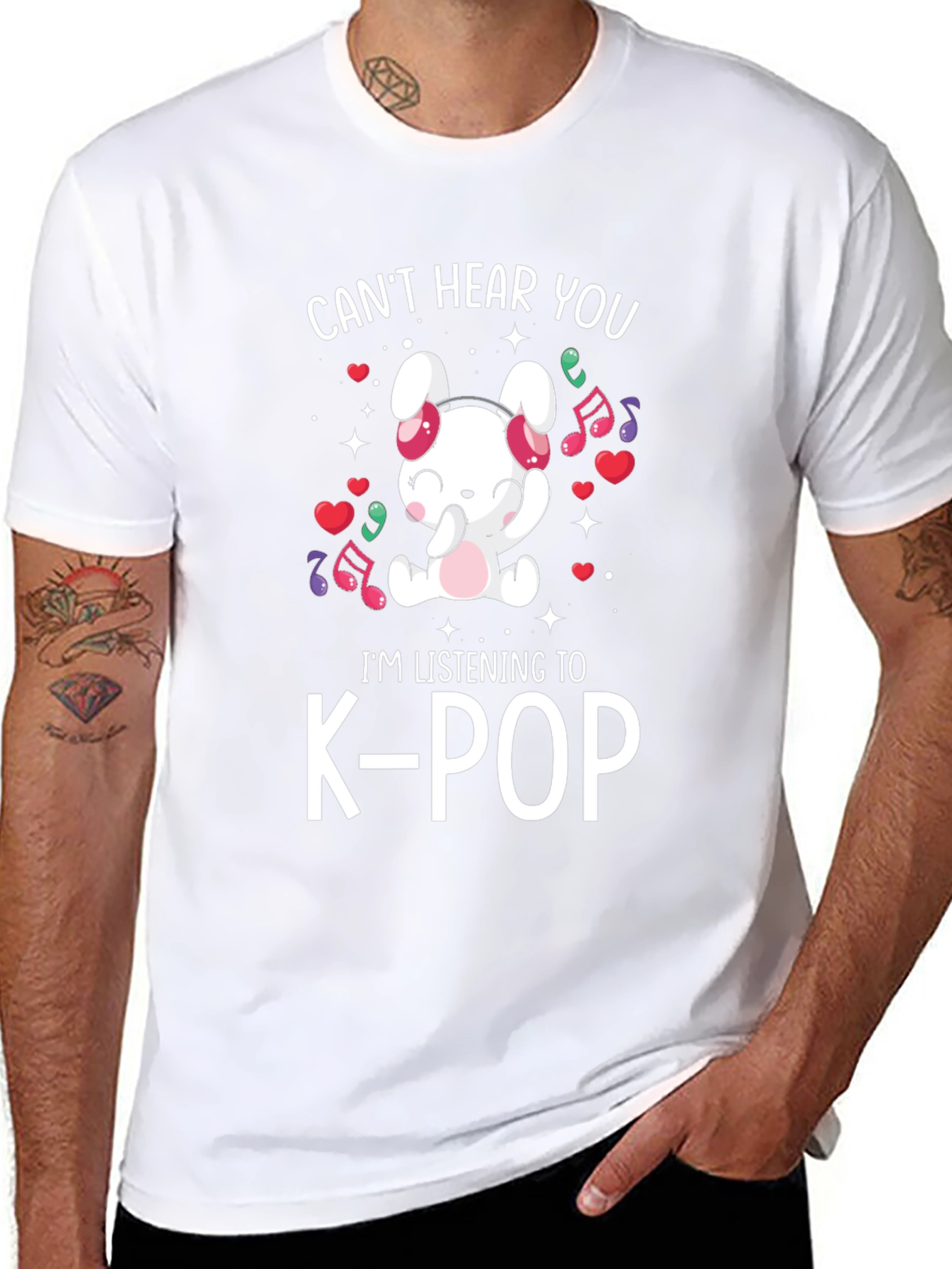K-Pop Music Lover T-Shirt: Cute Bunny Design