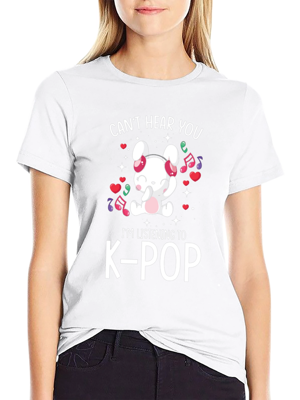 K-Pop Music Lover T-Shirt: Cute Bunny Design