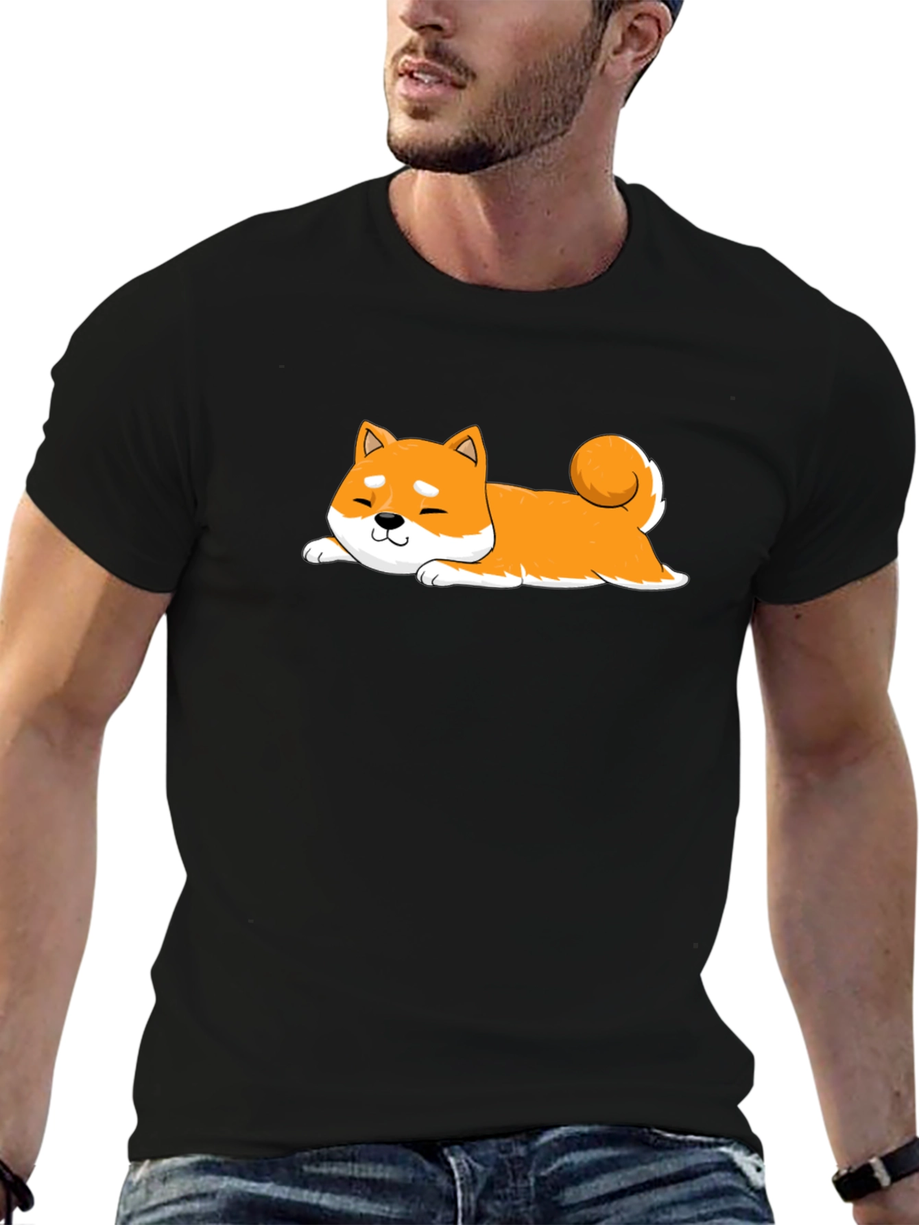 Shiba Inu T-Shirt - Black Cotton Dog Tee