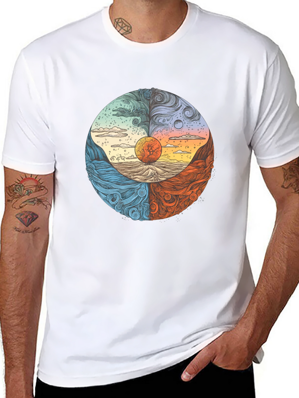 Four Elements Graphic Tee - Nature Inspired Design