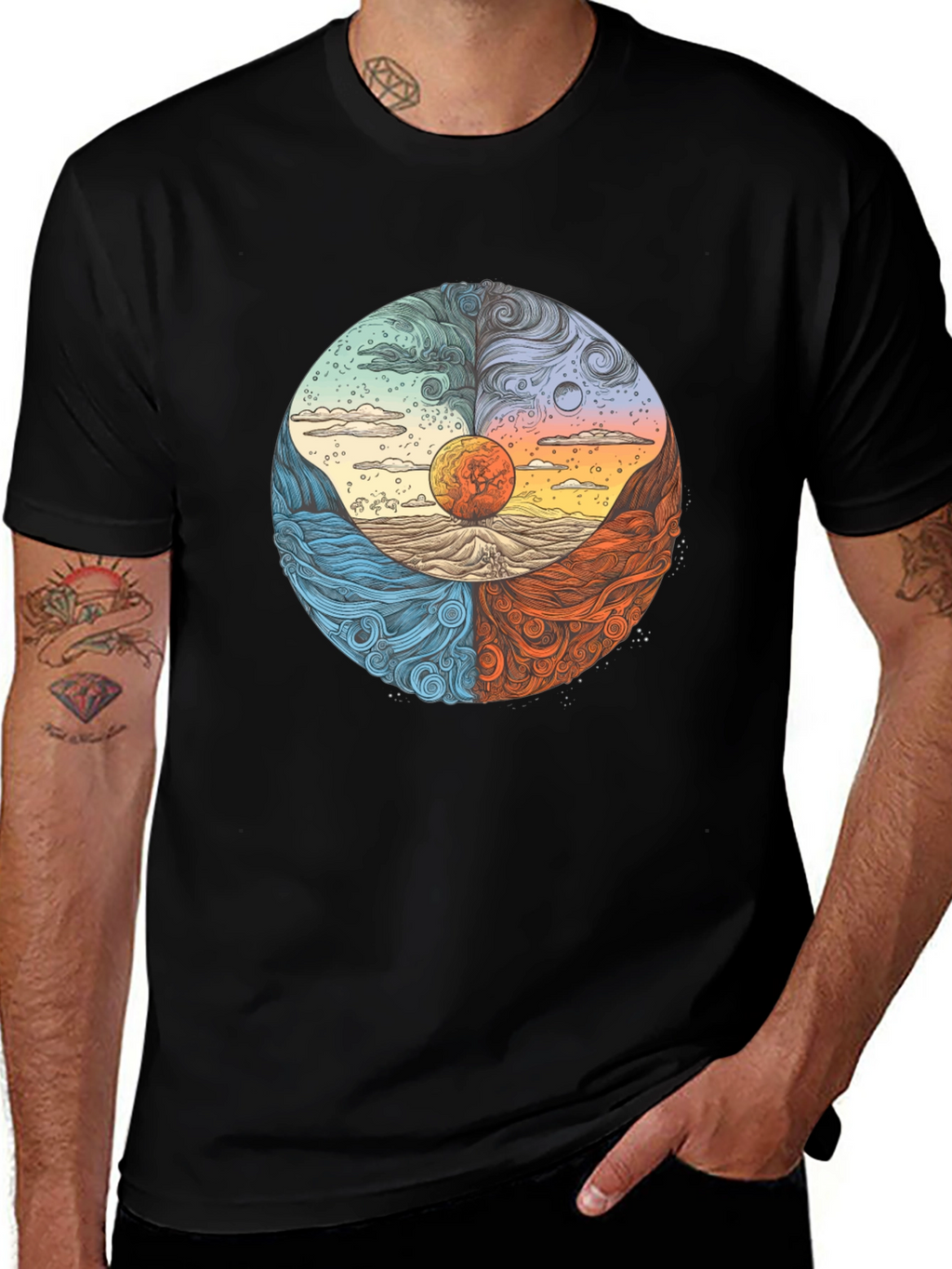 Four Elements Graphic Tee - Nature Inspired Design