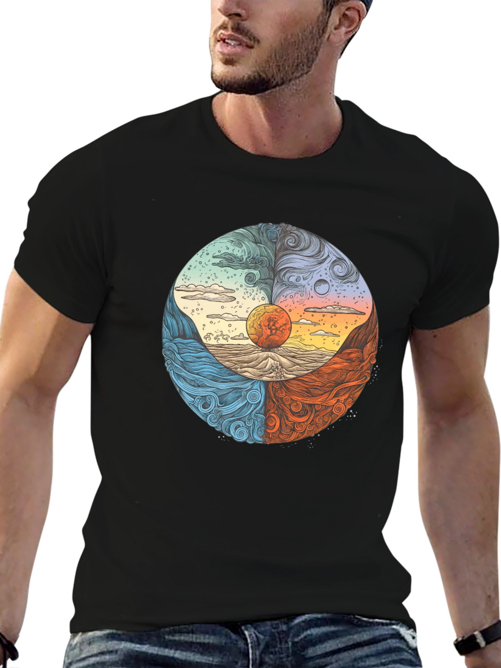 Four Elements Graphic Tee - Nature Inspired Design