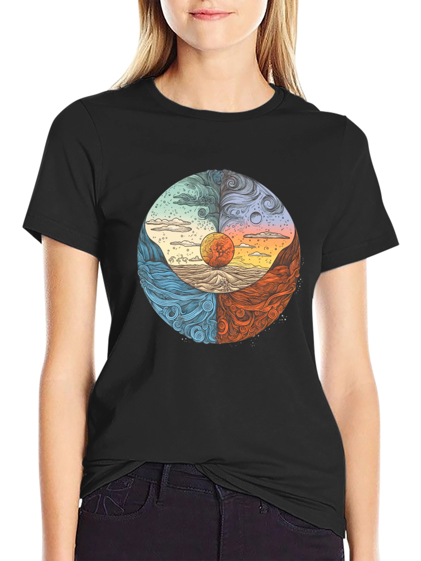 Four Elements Graphic Tee - Nature Inspired Design