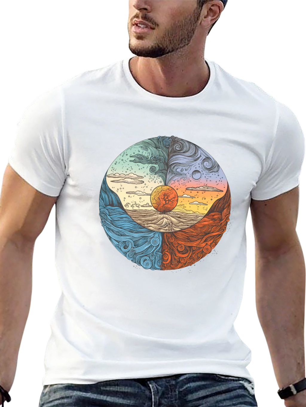 Four Elements Graphic Tee - Nature Inspired Design