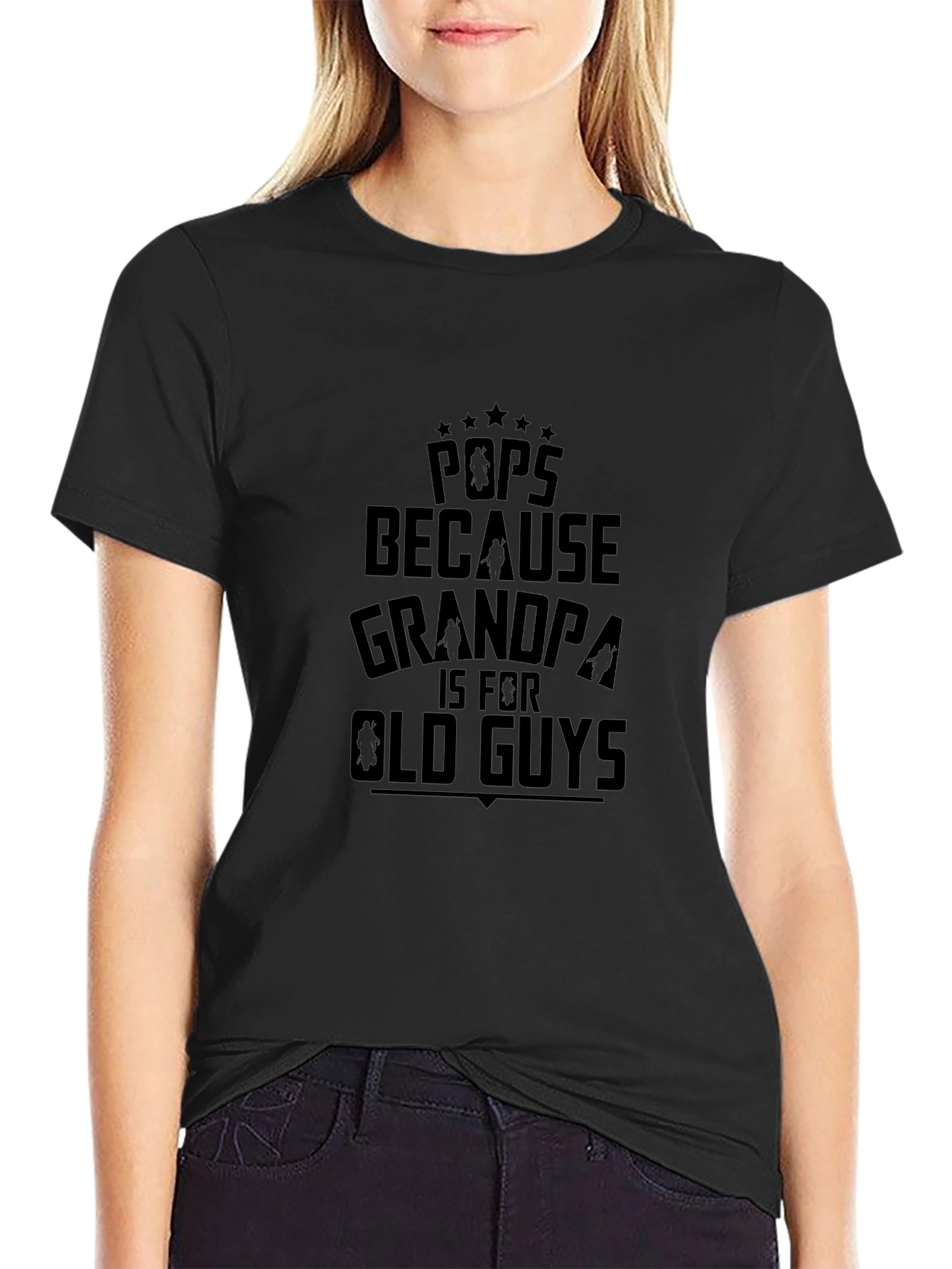 Pops Grandpa Old Guys Mens Black Graphic Tee