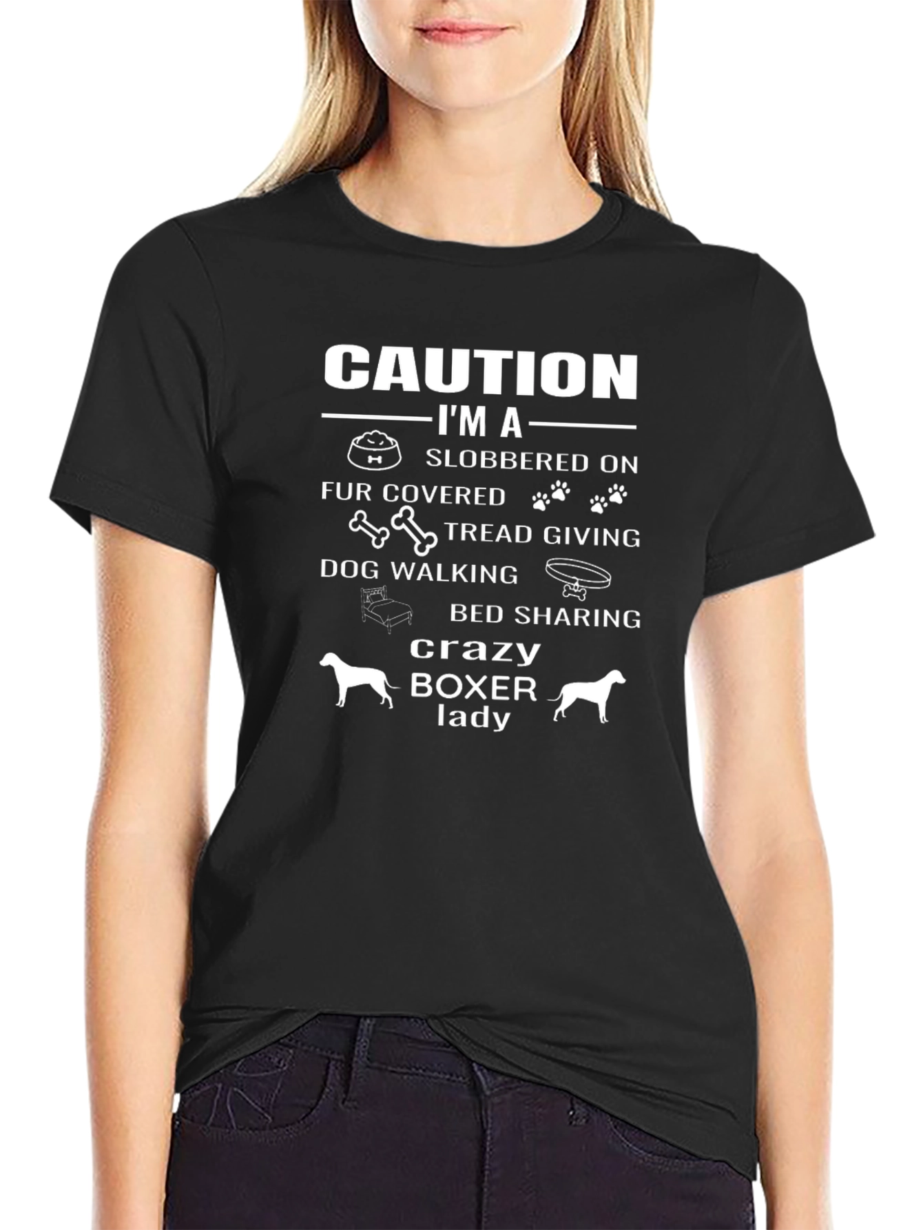 Caution Im a Crazy Boxer Lady T-Shirt