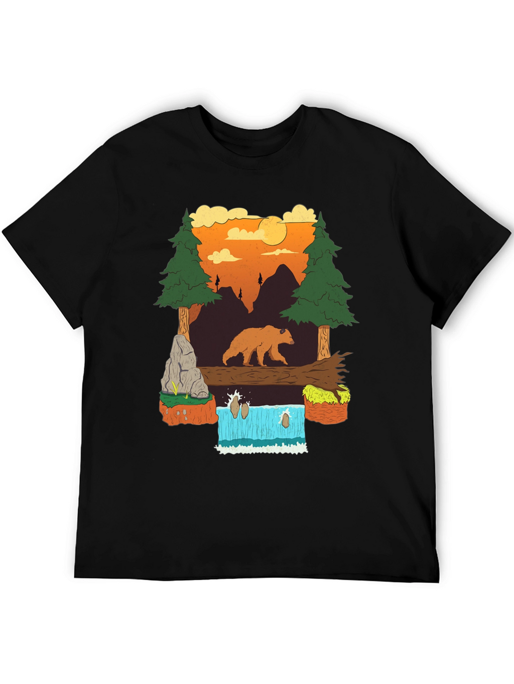 Bear and Waterfall Graphic Tee